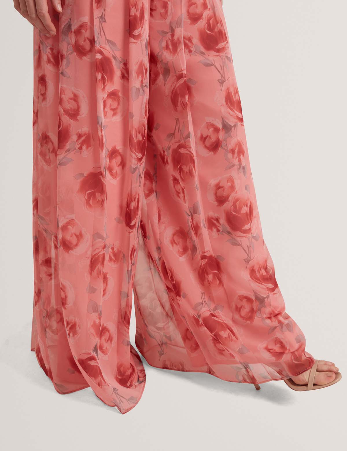 Dosiia Printed Wide Leg Pleated Trouser Coral