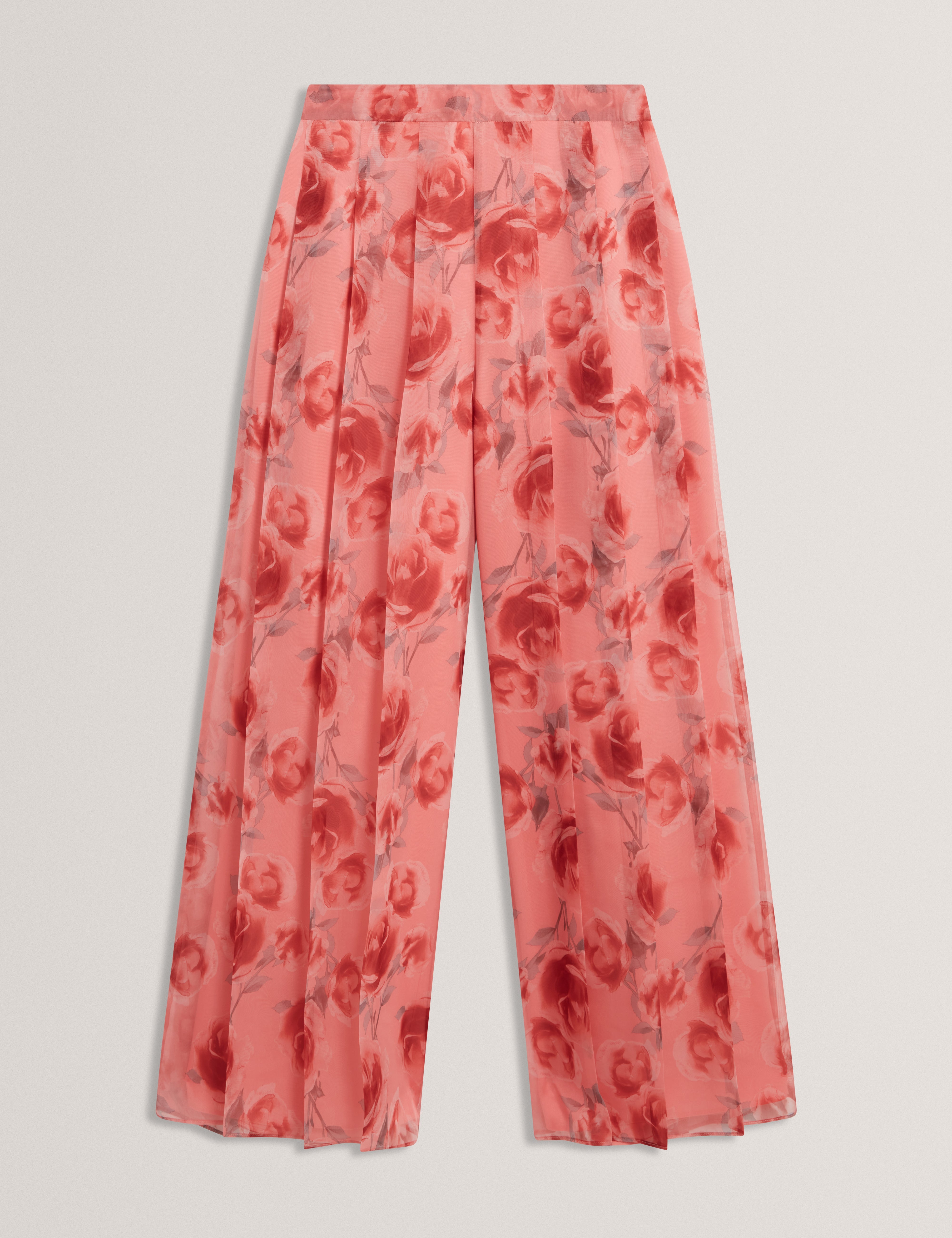 Dosiia Printed Wide Leg Pleated Trouser Coral