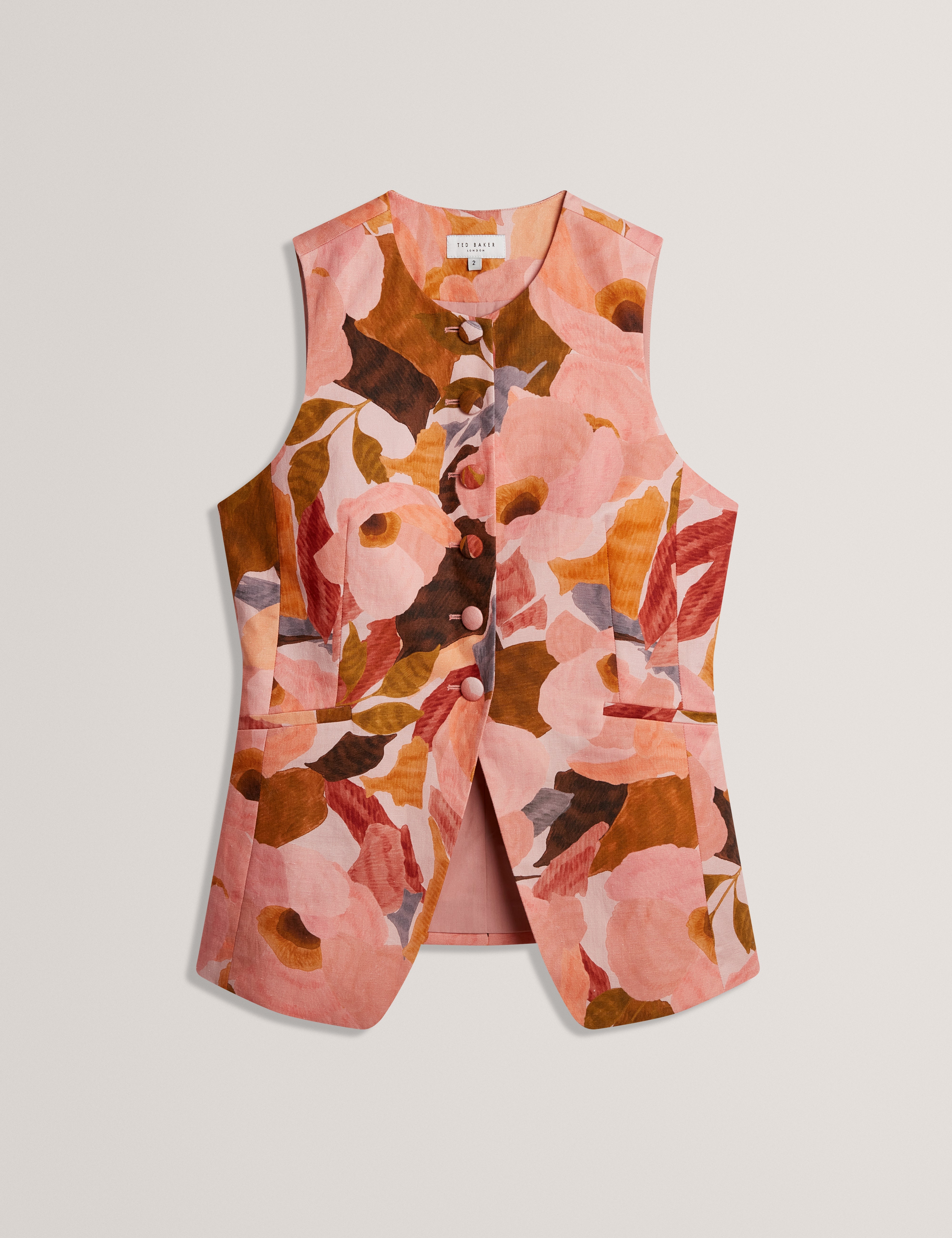 Narlla Printed Tailored Waistcoat Coral