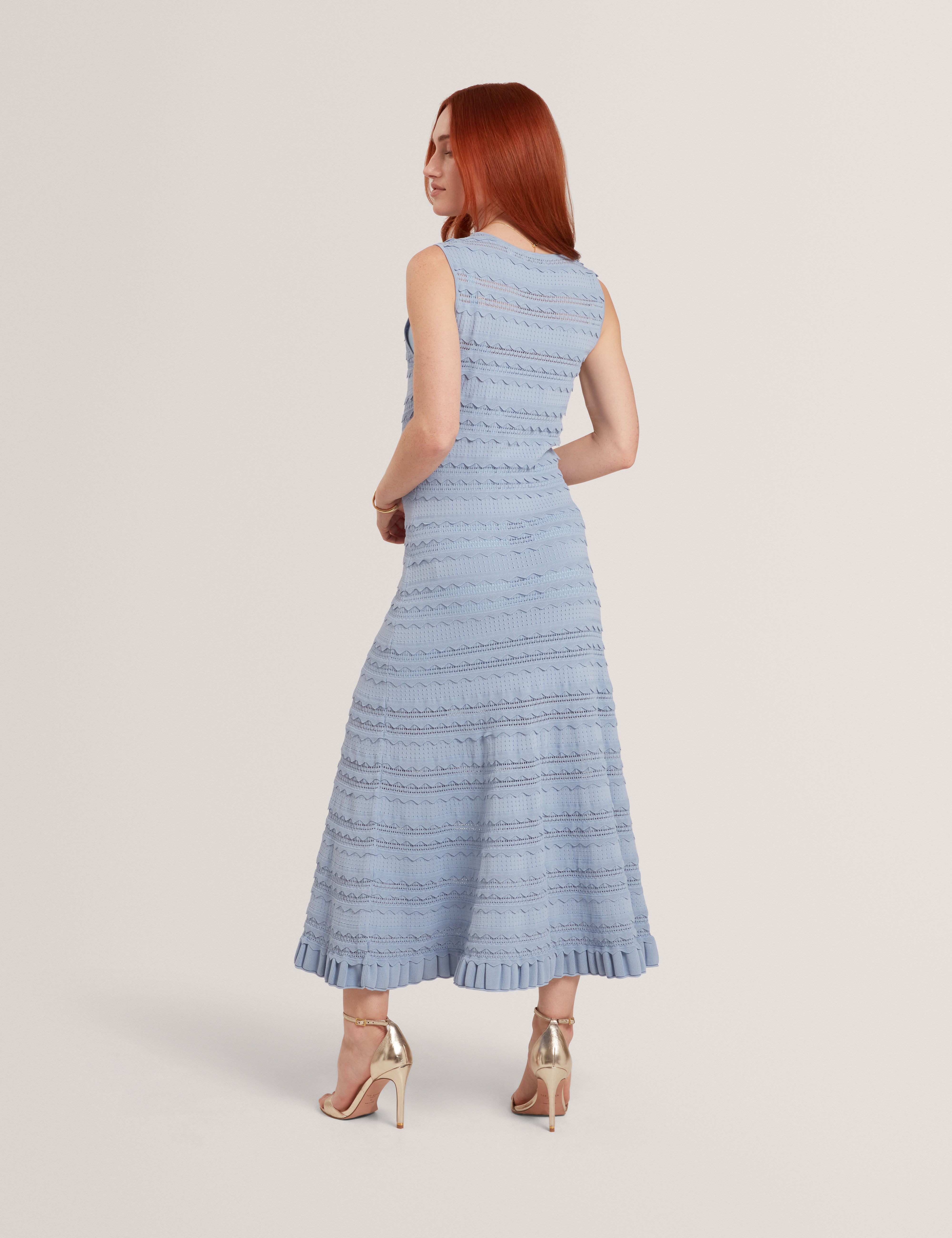 Cahrlie Knitted Midi Dress Lt-Blue