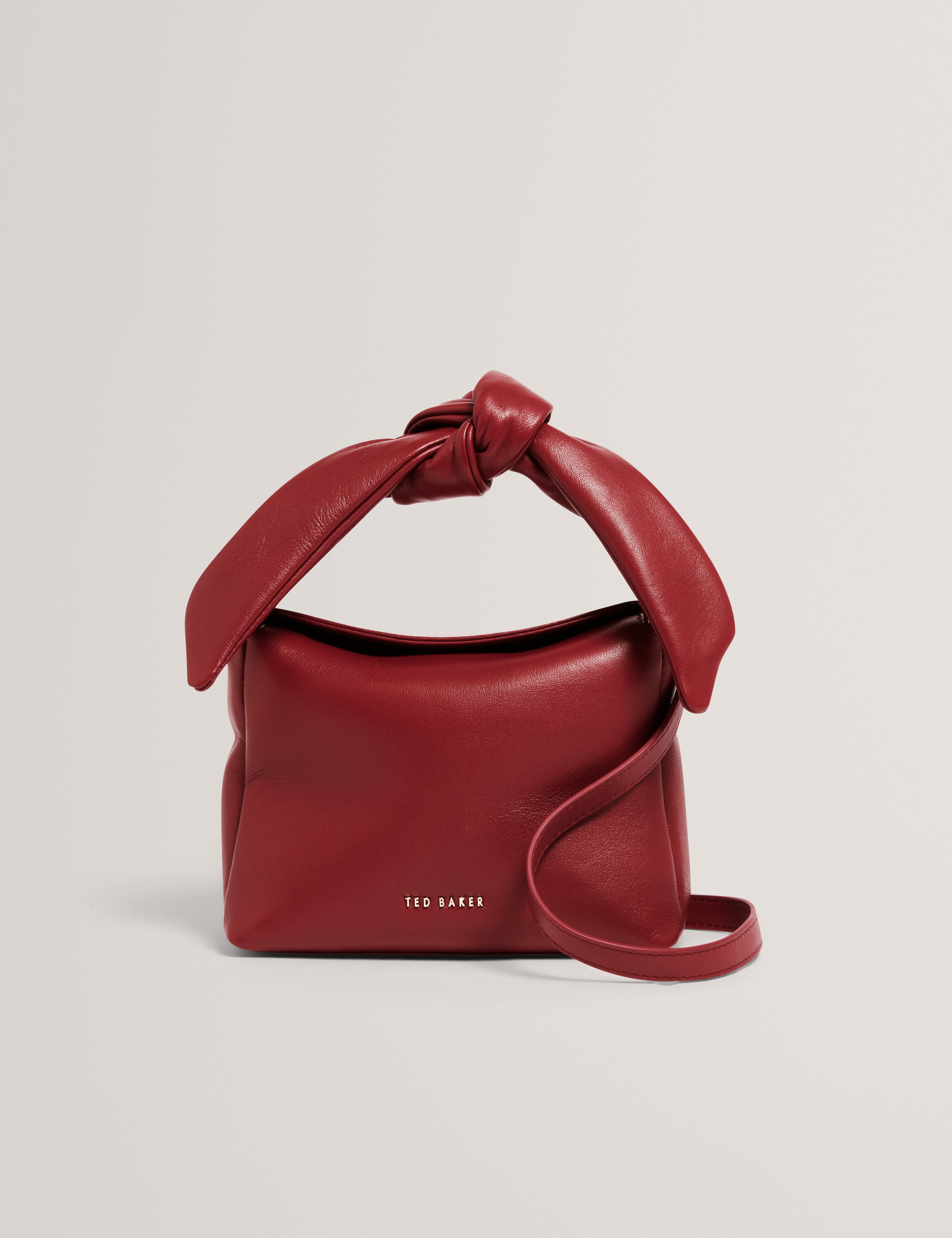 Niyal Soft Knot Bow Leather Xbody Bag Dk-Red