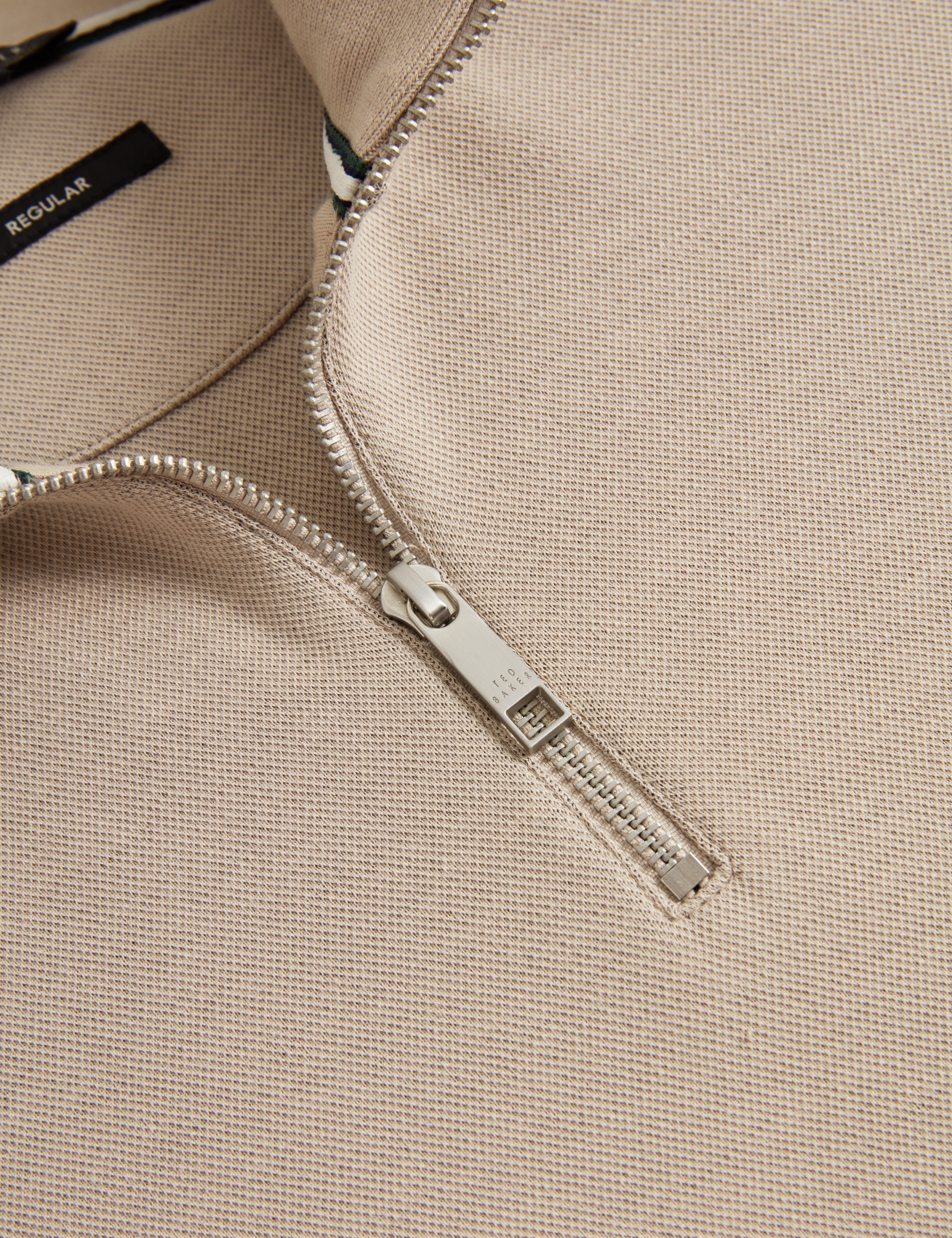 Koven Long Sleeve Two-Tone Half Zip Polo Taupe