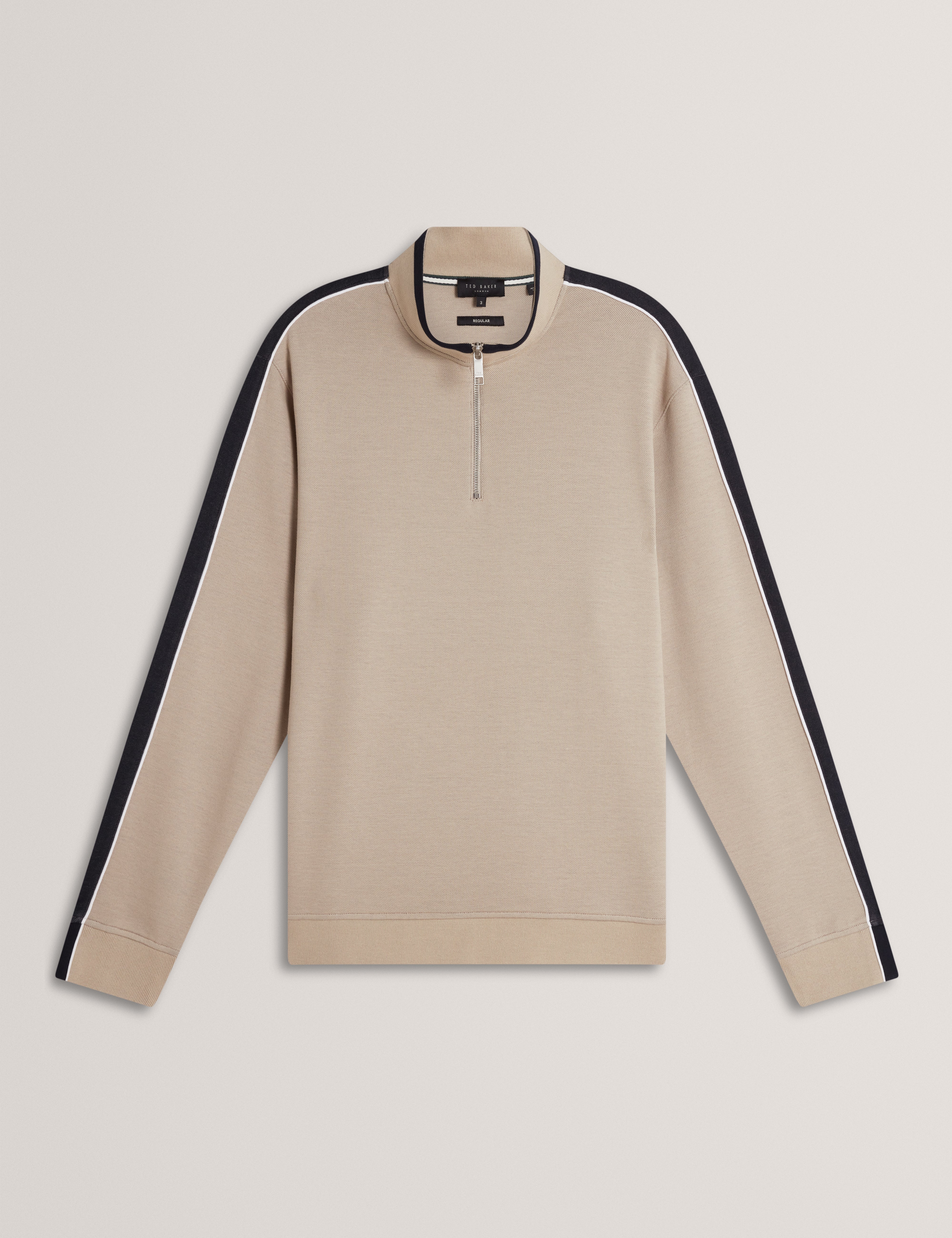 Koven Long Sleeve Two-Tone Half Zip Polo Taupe