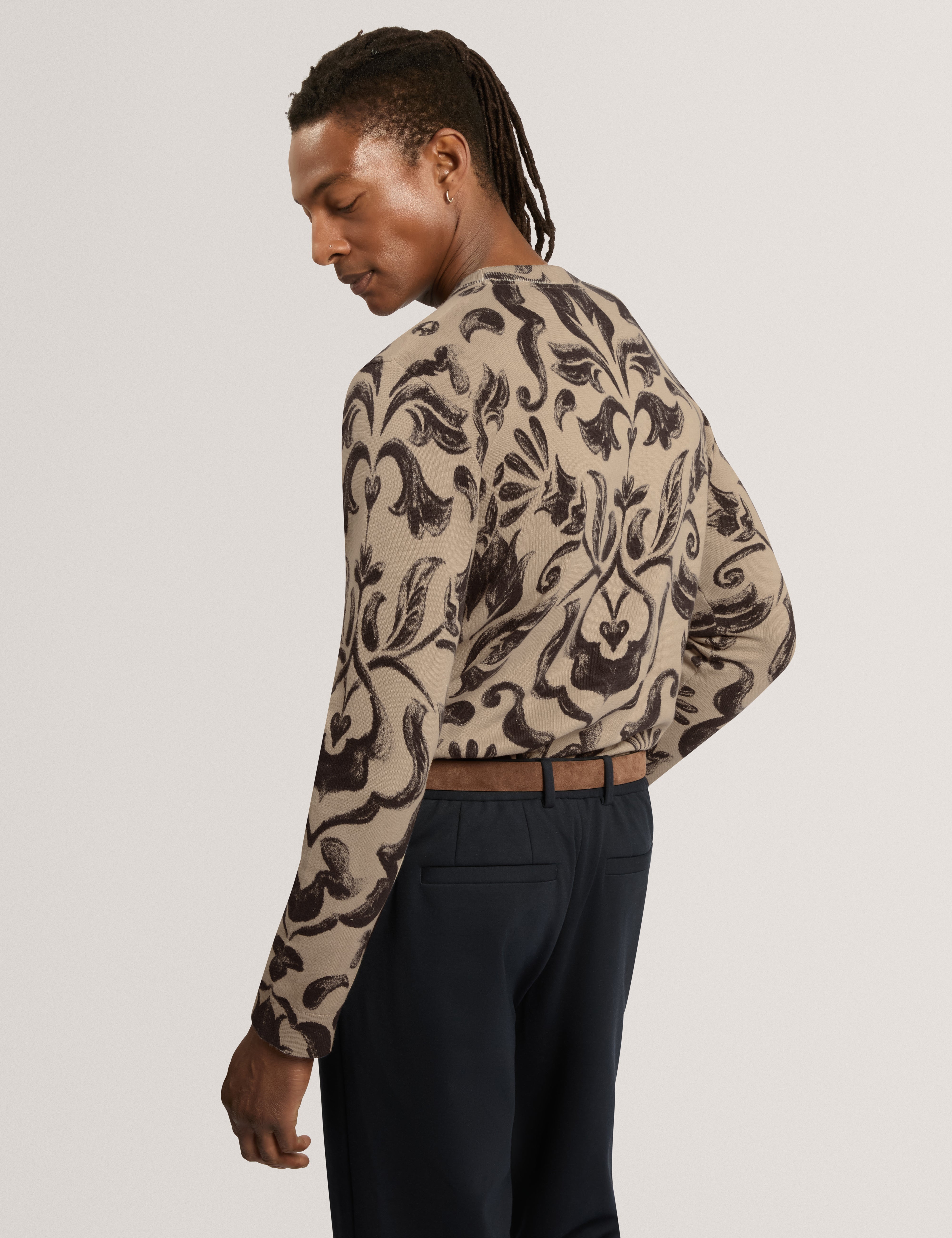 Bayllis Printed Crew Neck Taupe