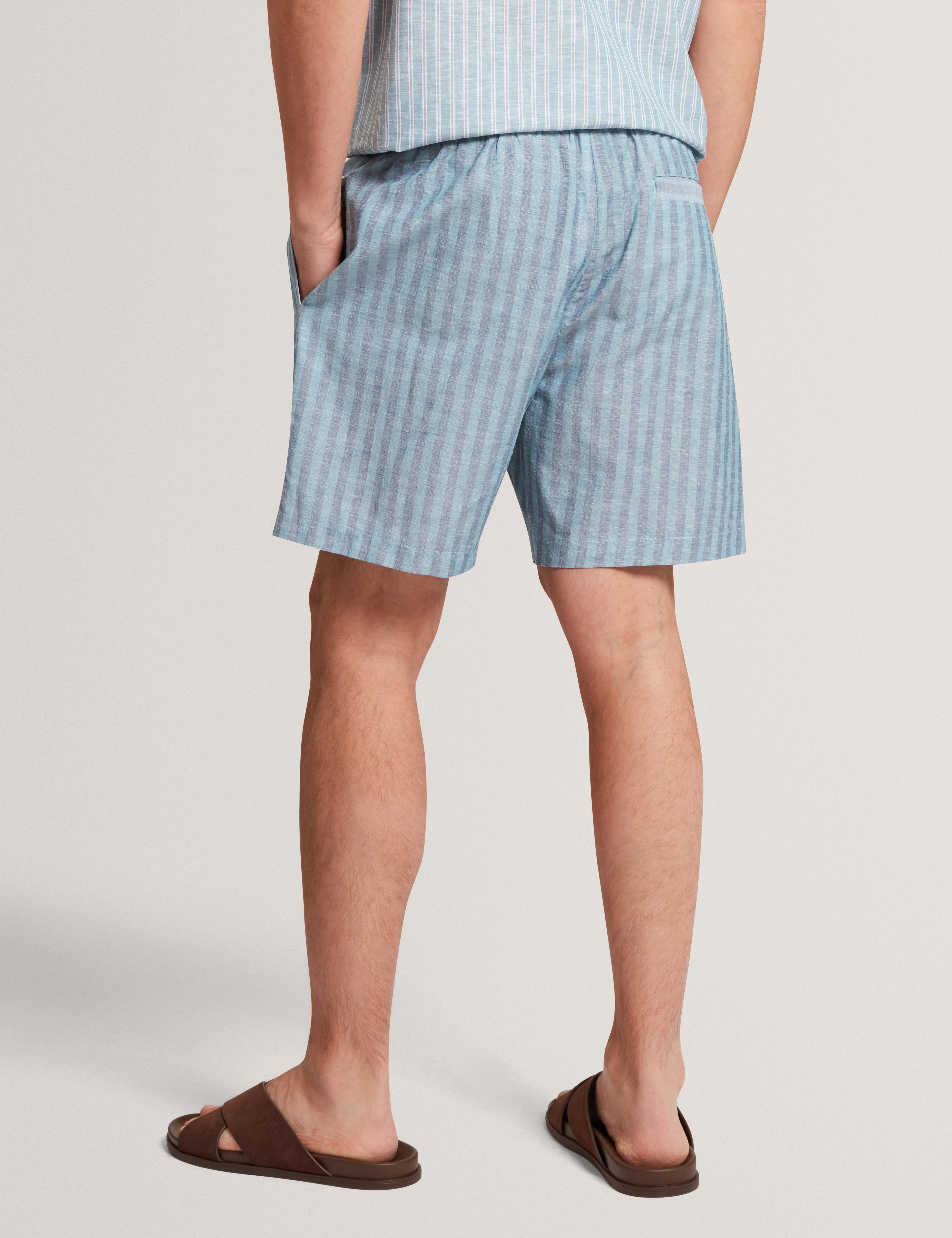 Rufye Relaxed Stripe Short Teal-Blue