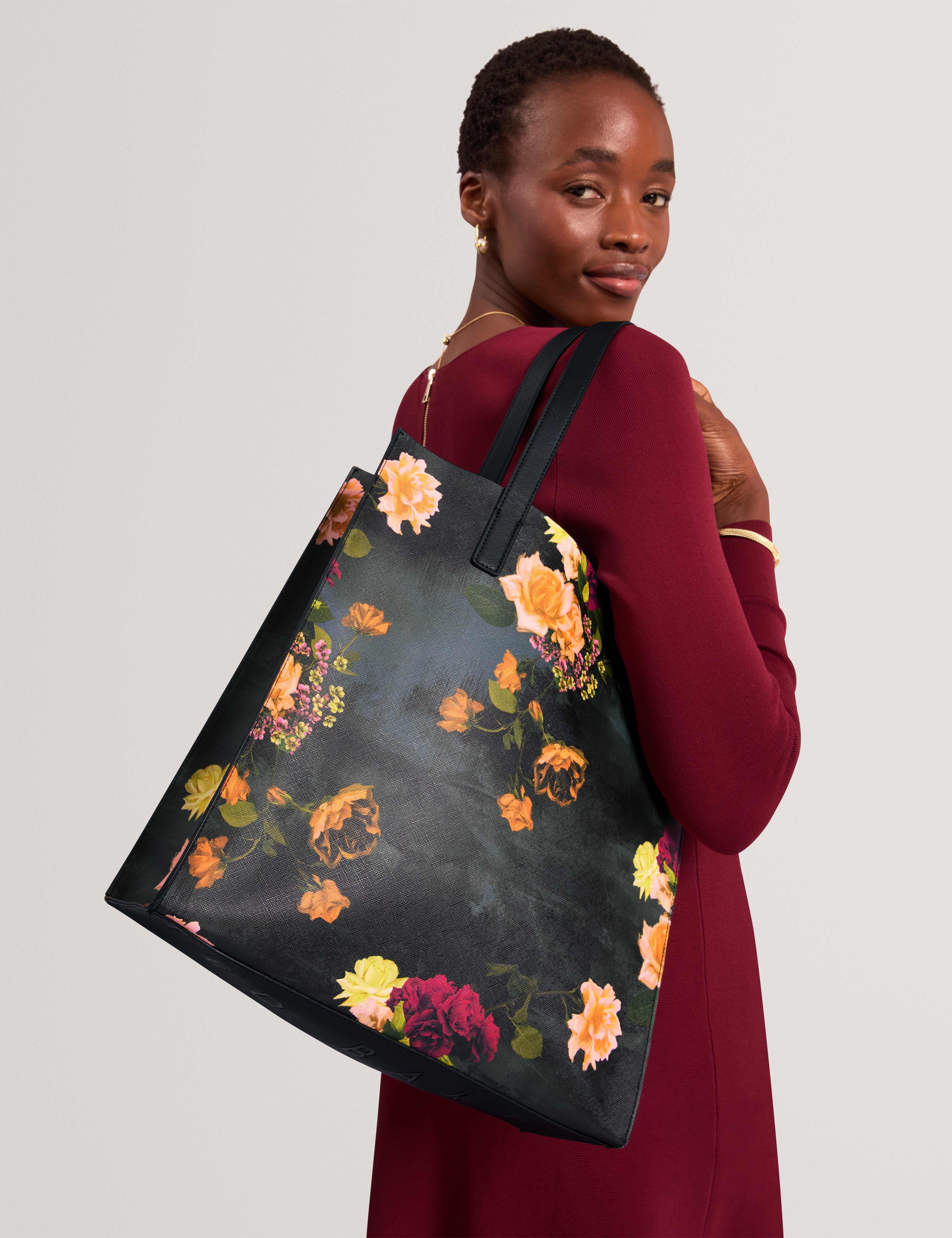 Opicon Floral Printed Large Icon Bag Black