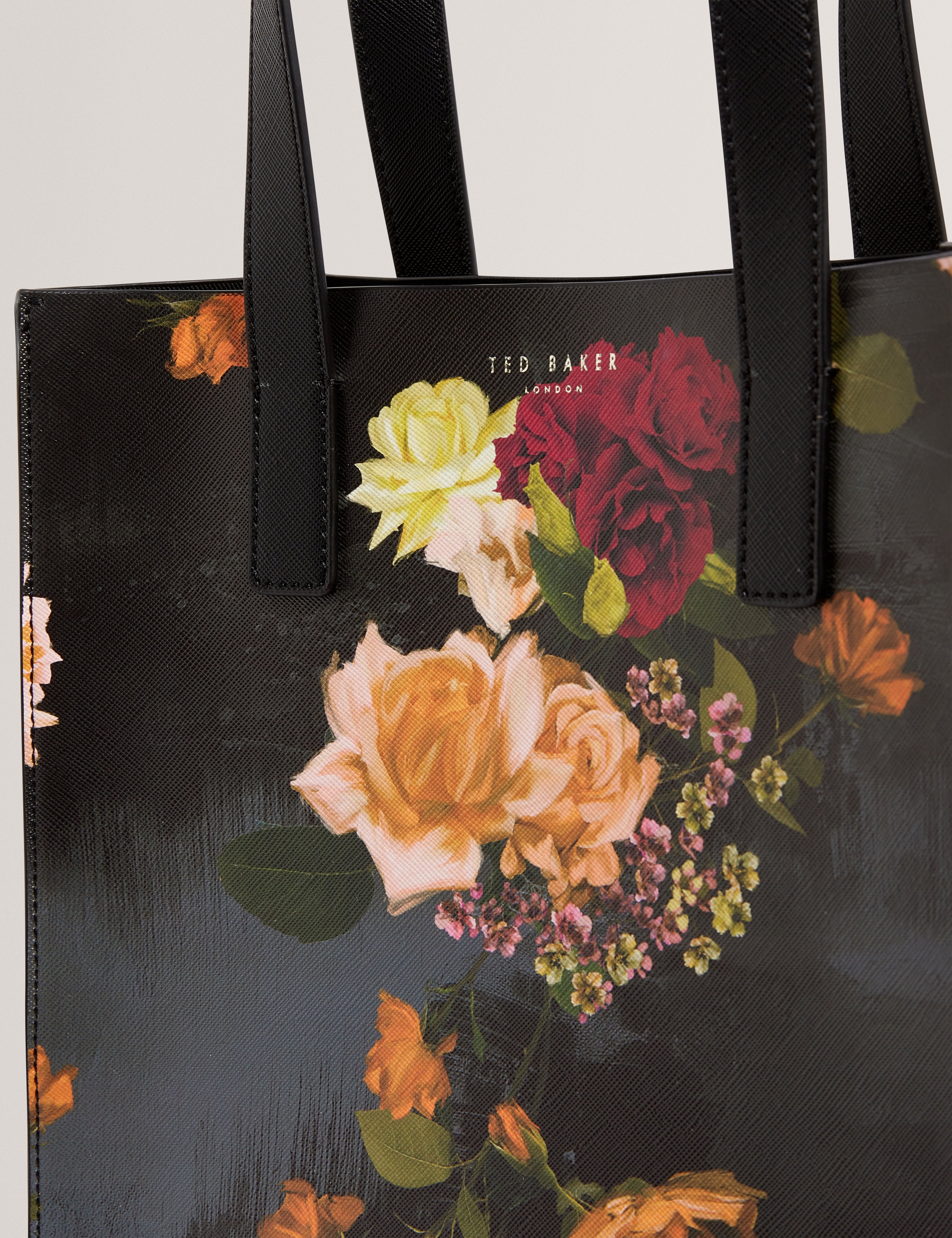 Quencon Floral Printed Small Icon Bag Black