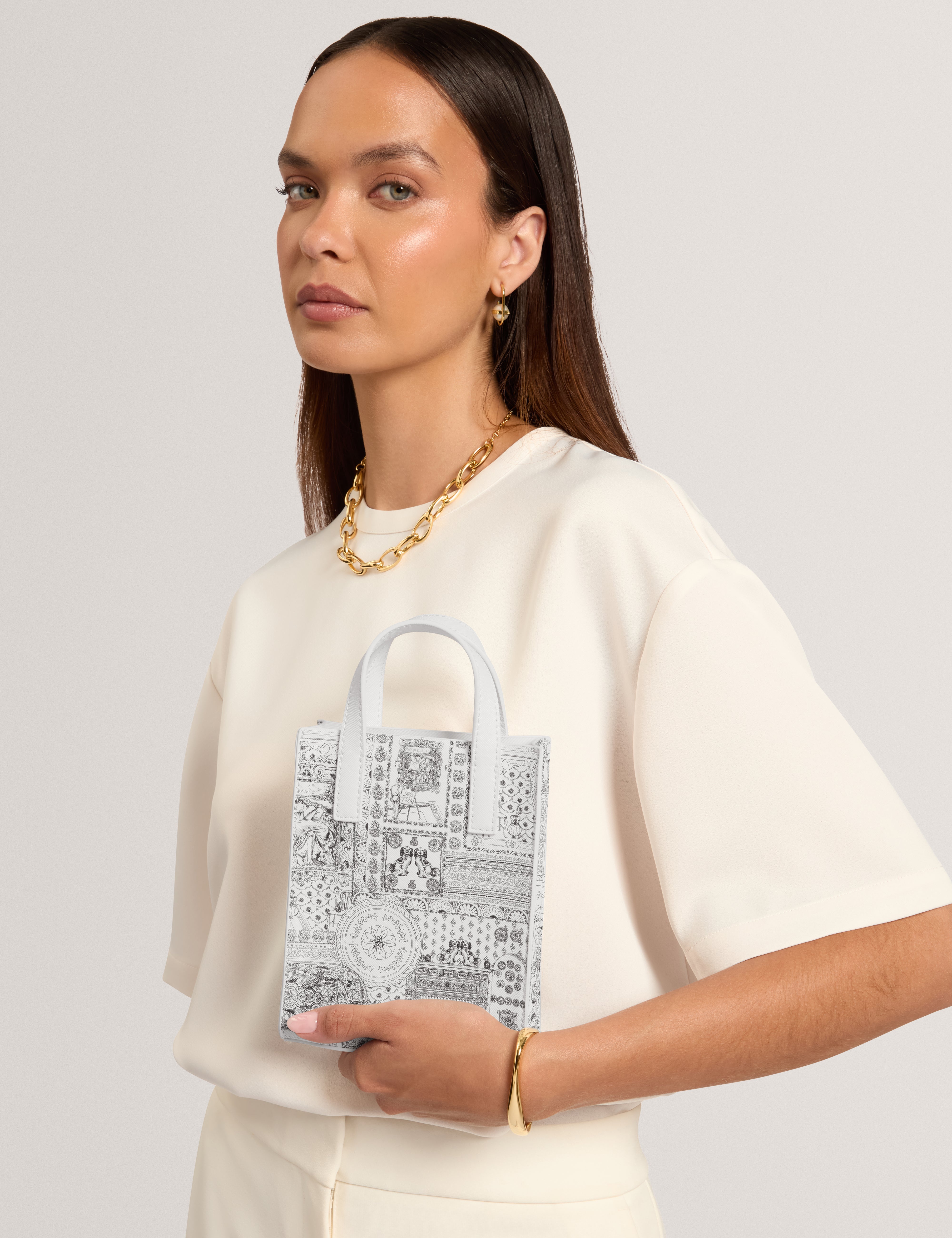 Winncon Toile Printed Mini Icon Bag Ivory
