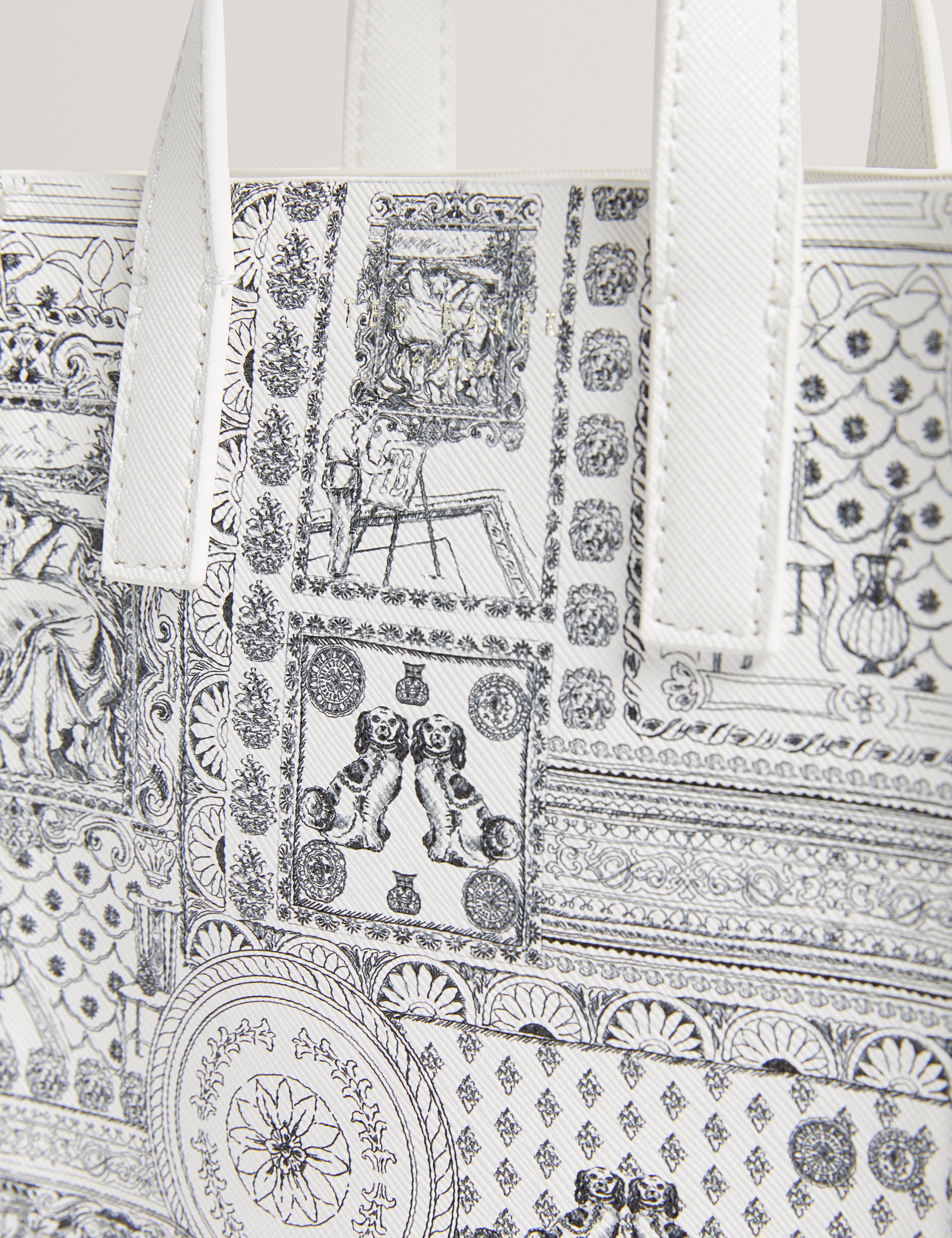 Winncon Toile Printed Mini Icon Bag Ivory