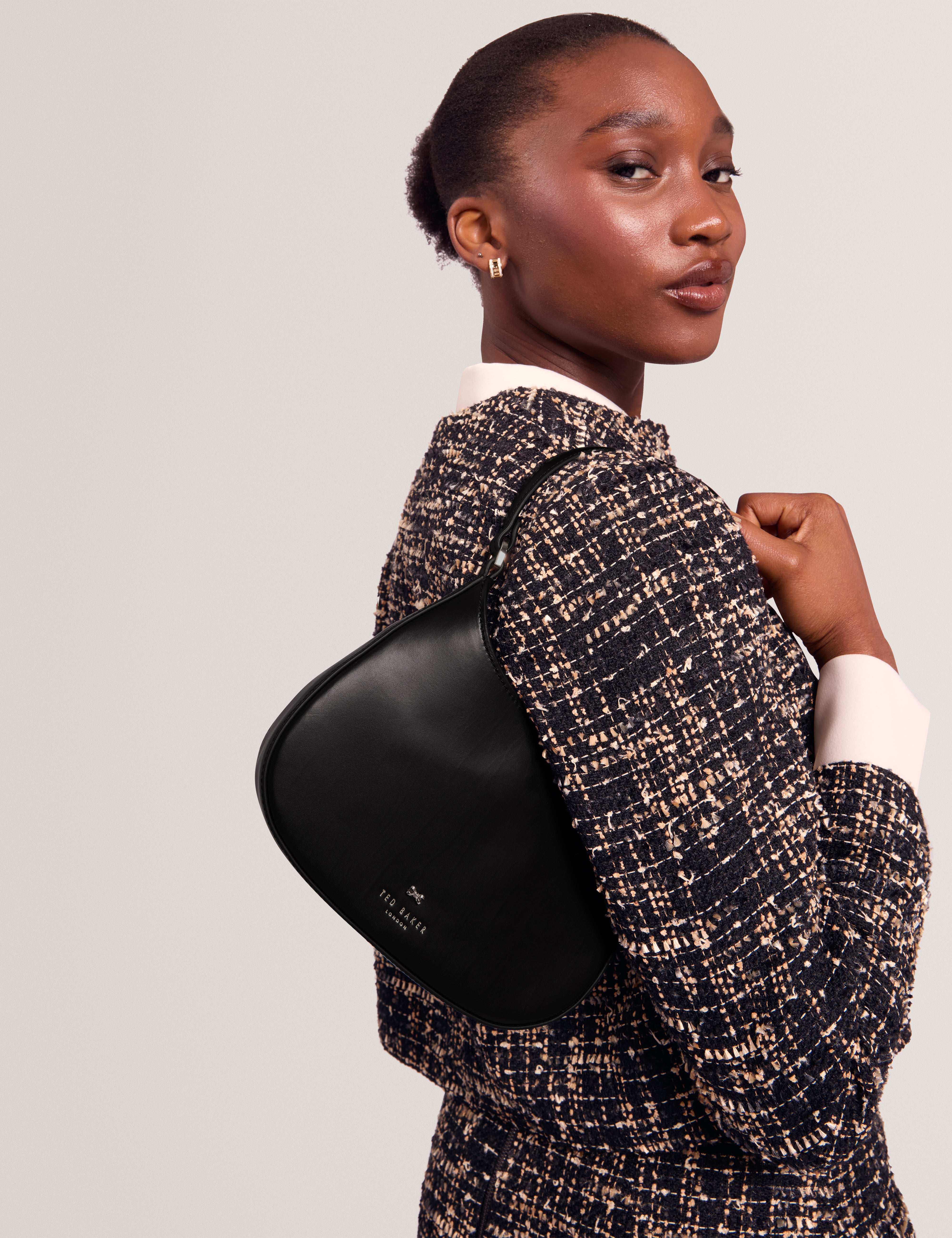 Curla Leather Bow Detail Mini Shoulder Bag Black