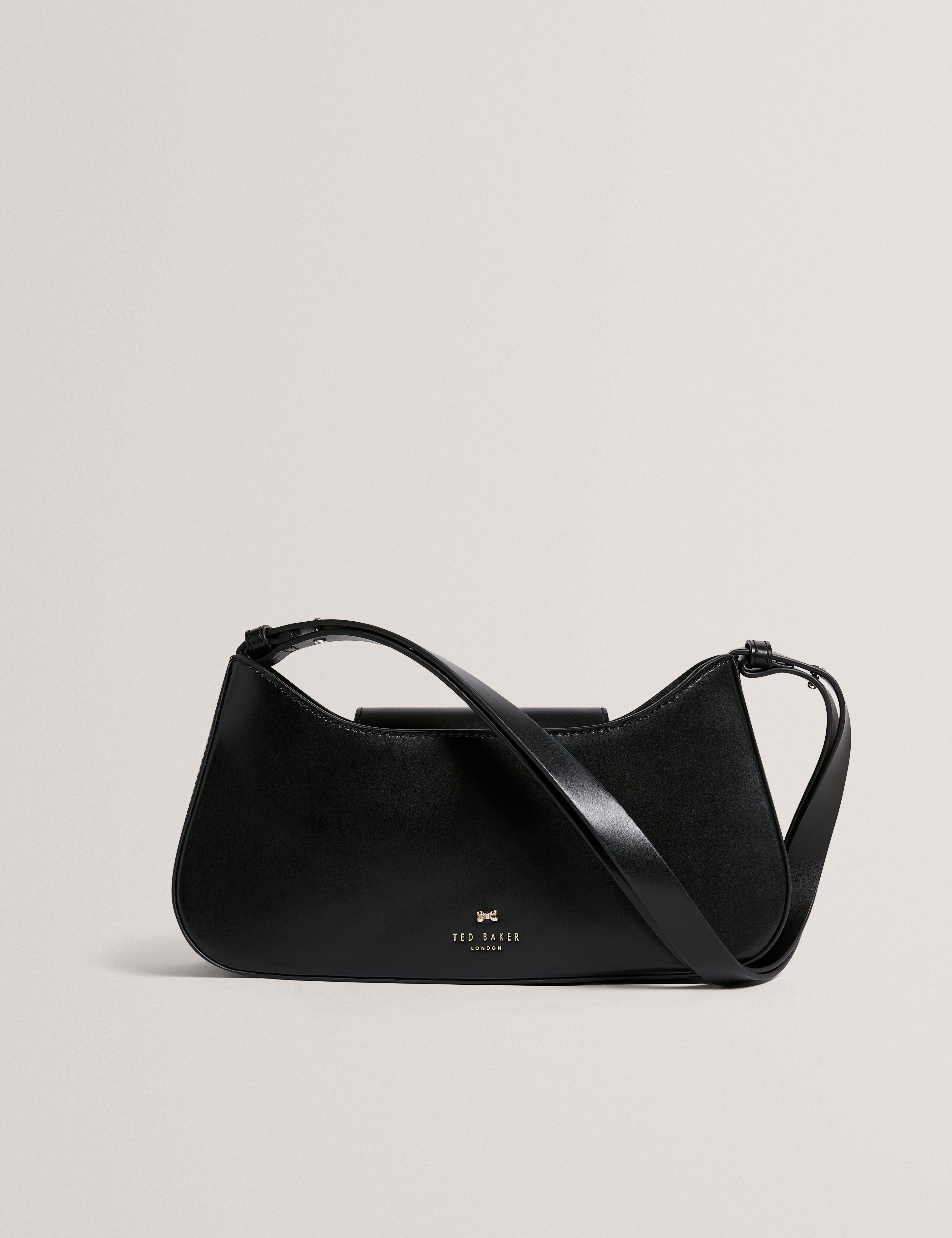 Curlo Leather Bow Detail Elongated Shoulder Bag Black