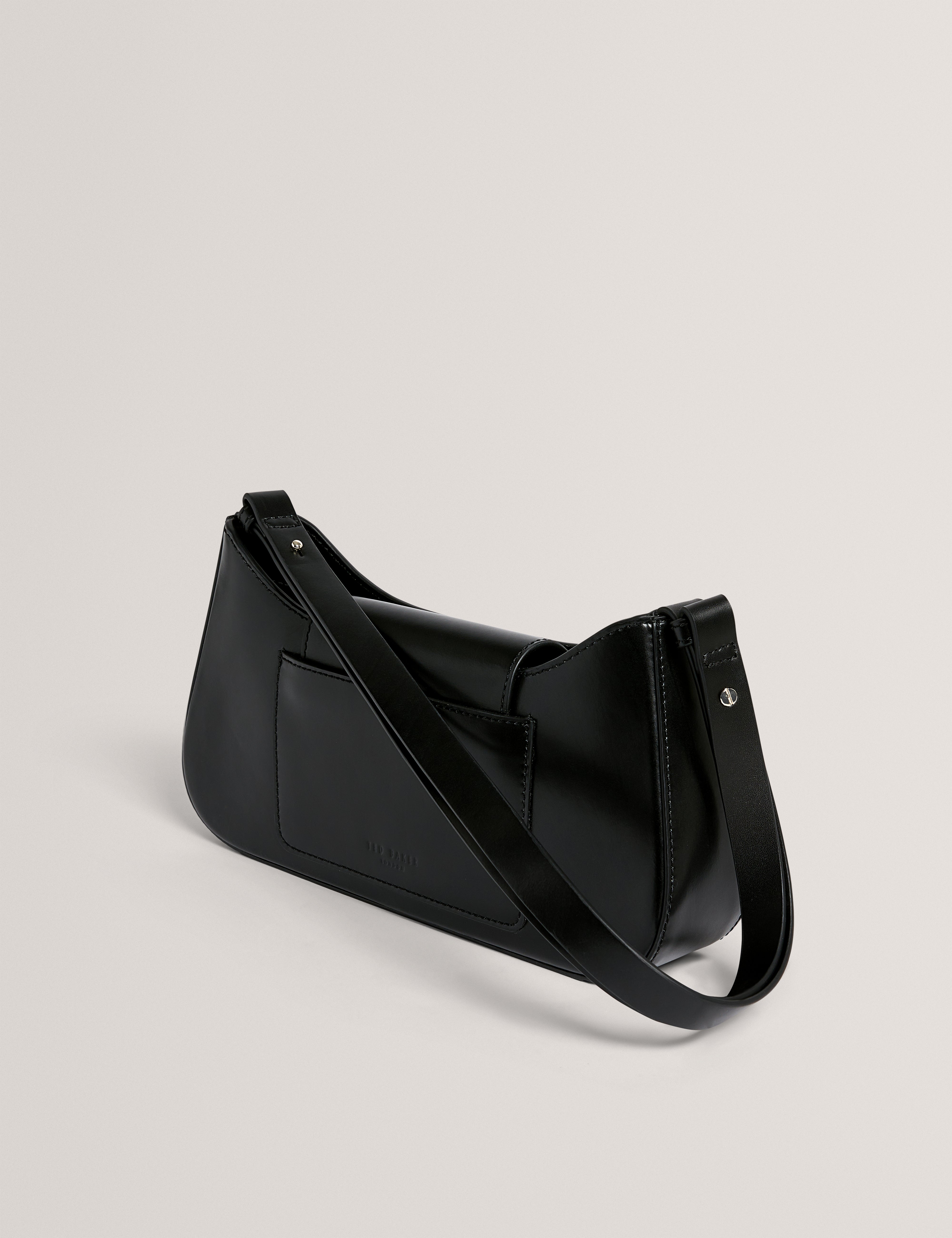 Curlo Leather Bow Detail Elongated Shoulder Bag Black