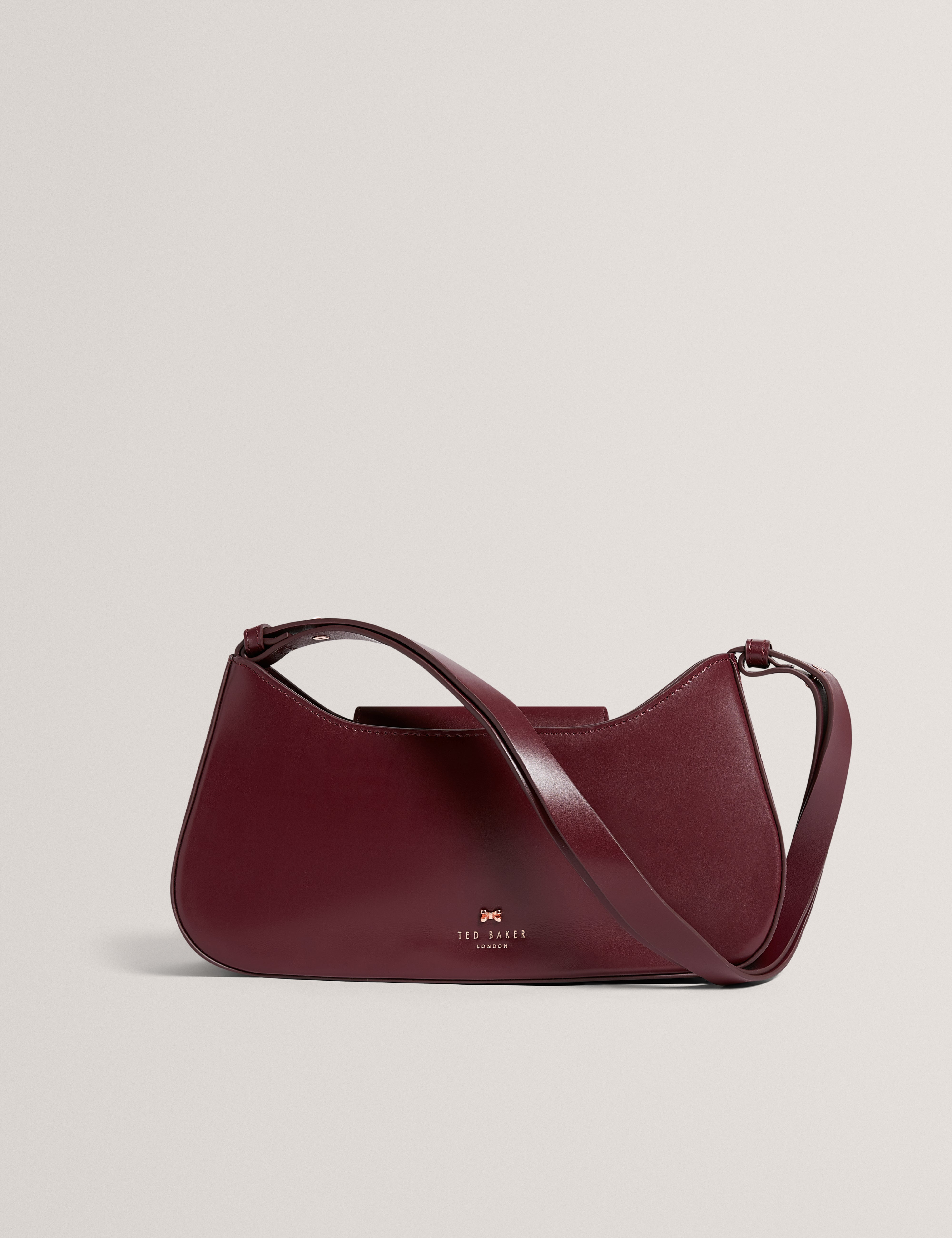 Curlo Leather Bow Detail Elongated Shoulder Bag Dk-Red