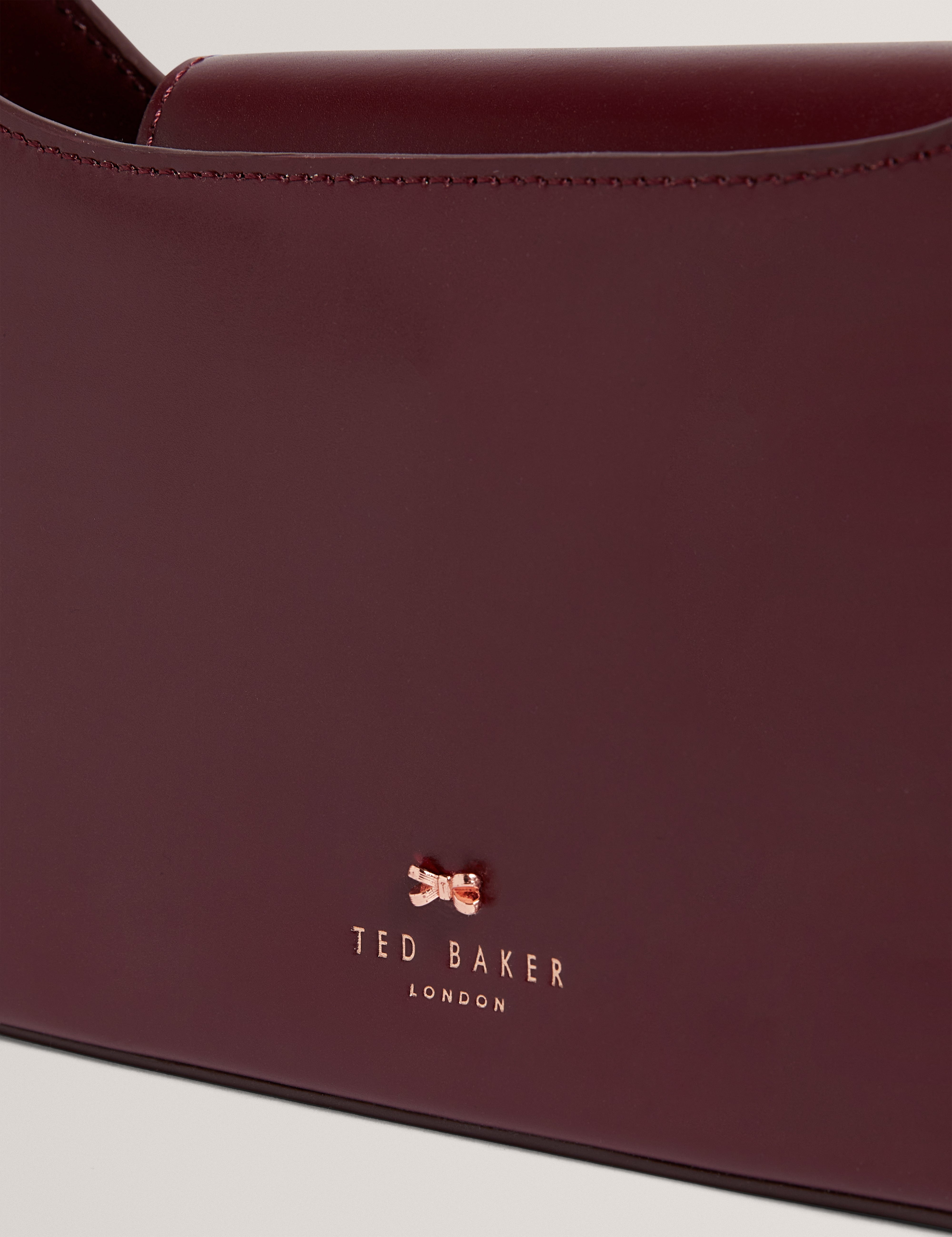 Curlo Leather Bow Detail Elongated Shoulder Bag Dk-Red
