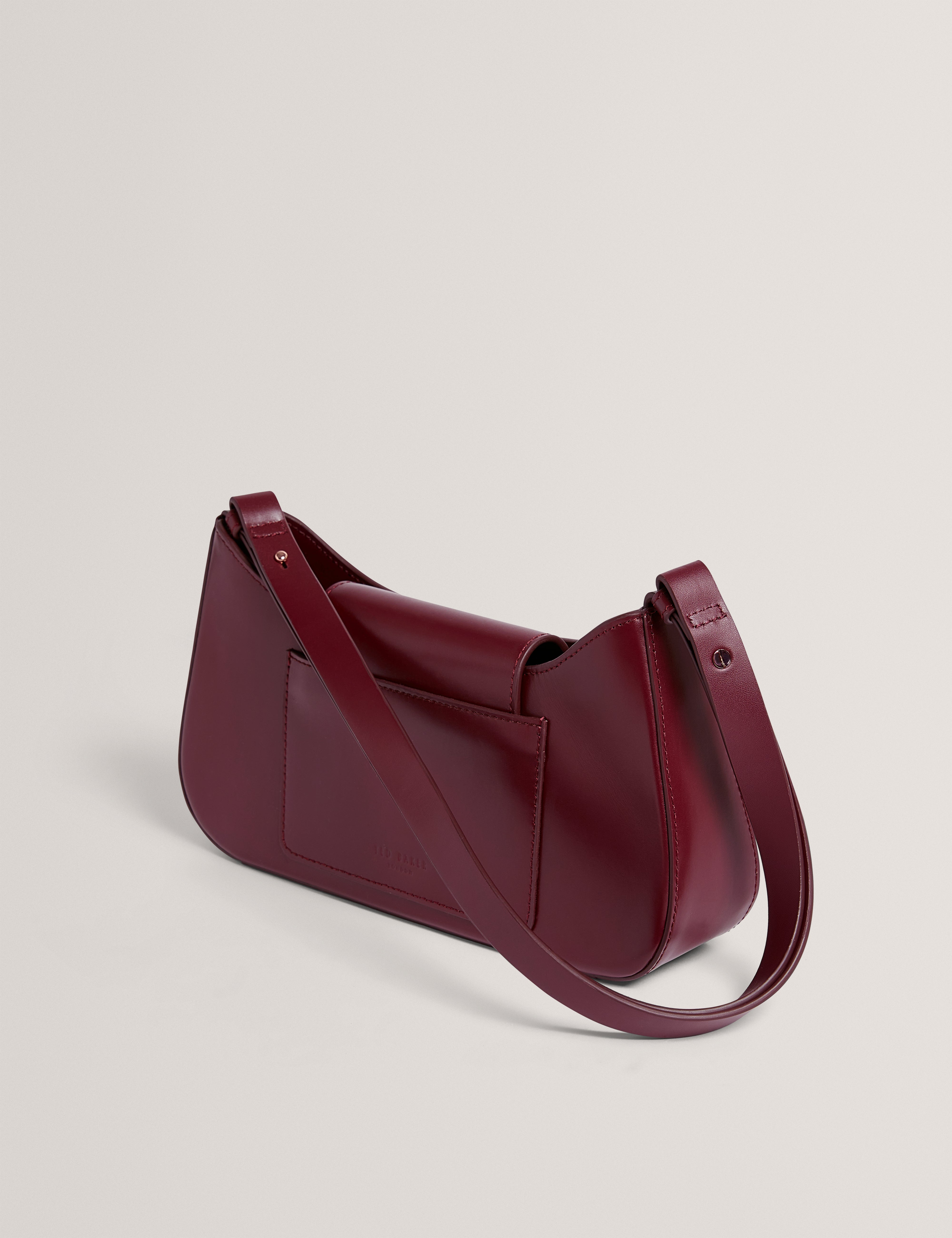 Curlo Leather Bow Detail Elongated Shoulder Bag Dk-Red