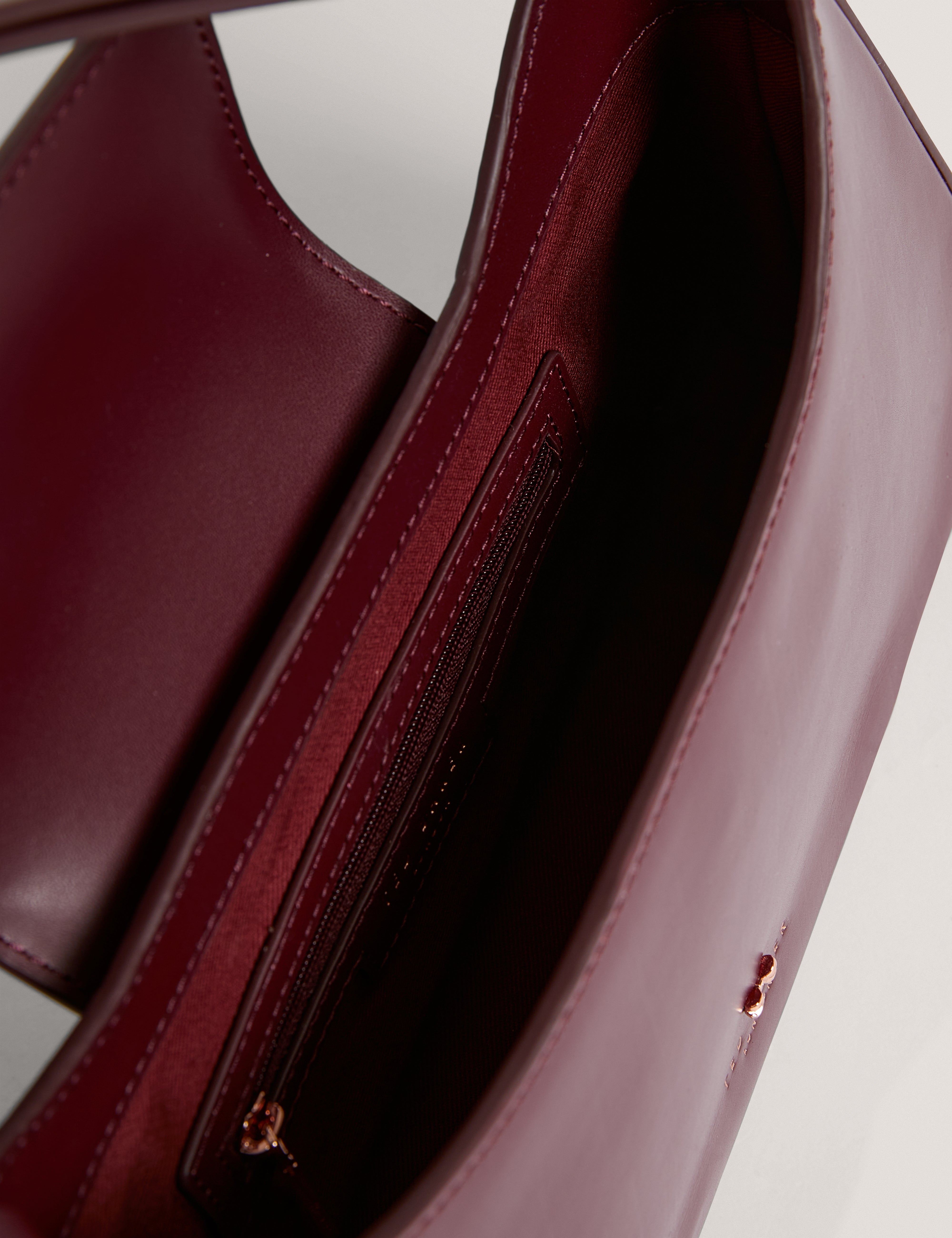 Curlo Leather Bow Detail Elongated Shoulder Bag Dk-Red