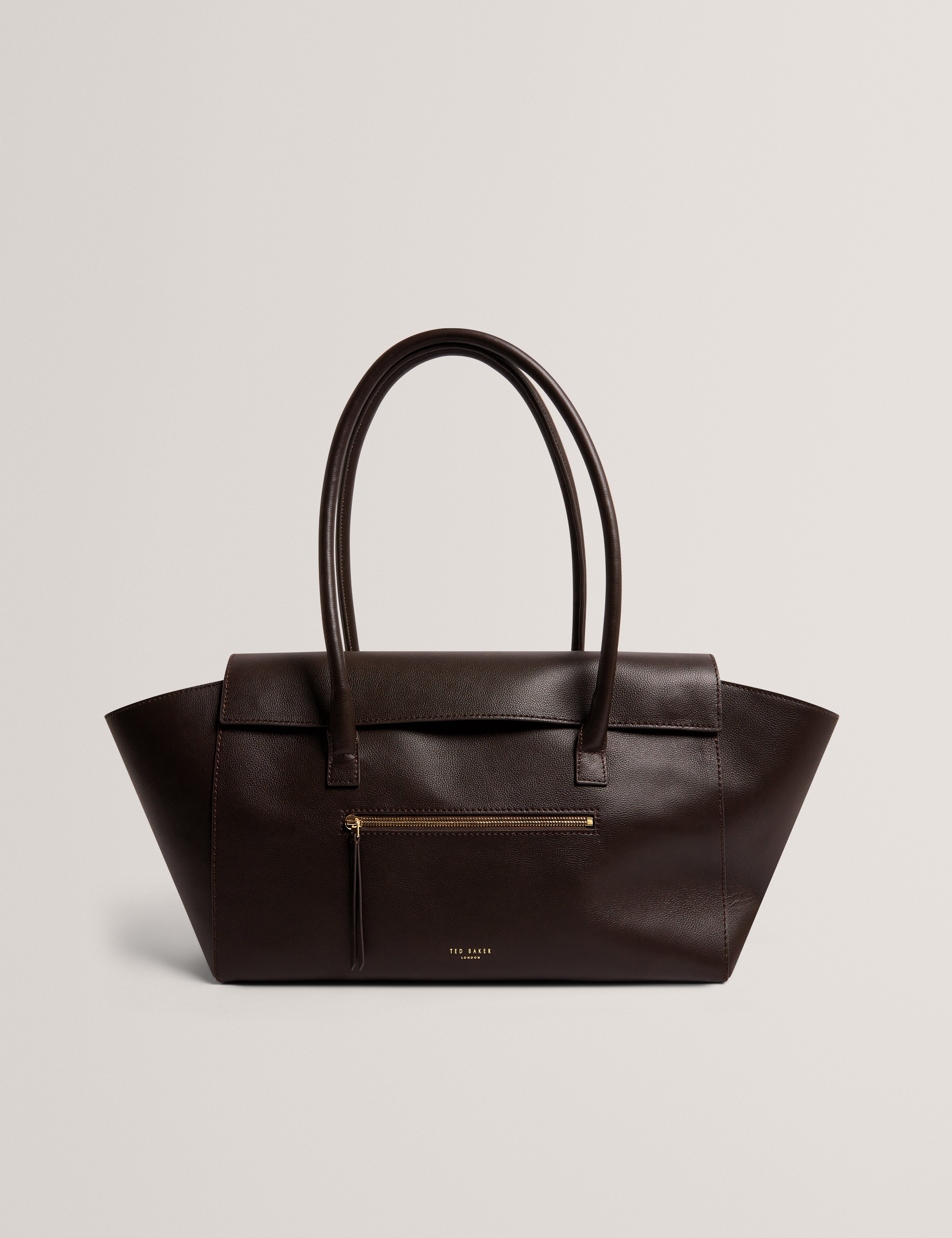 Toniie Casual Leather Large Tote Bag Brn-Choc