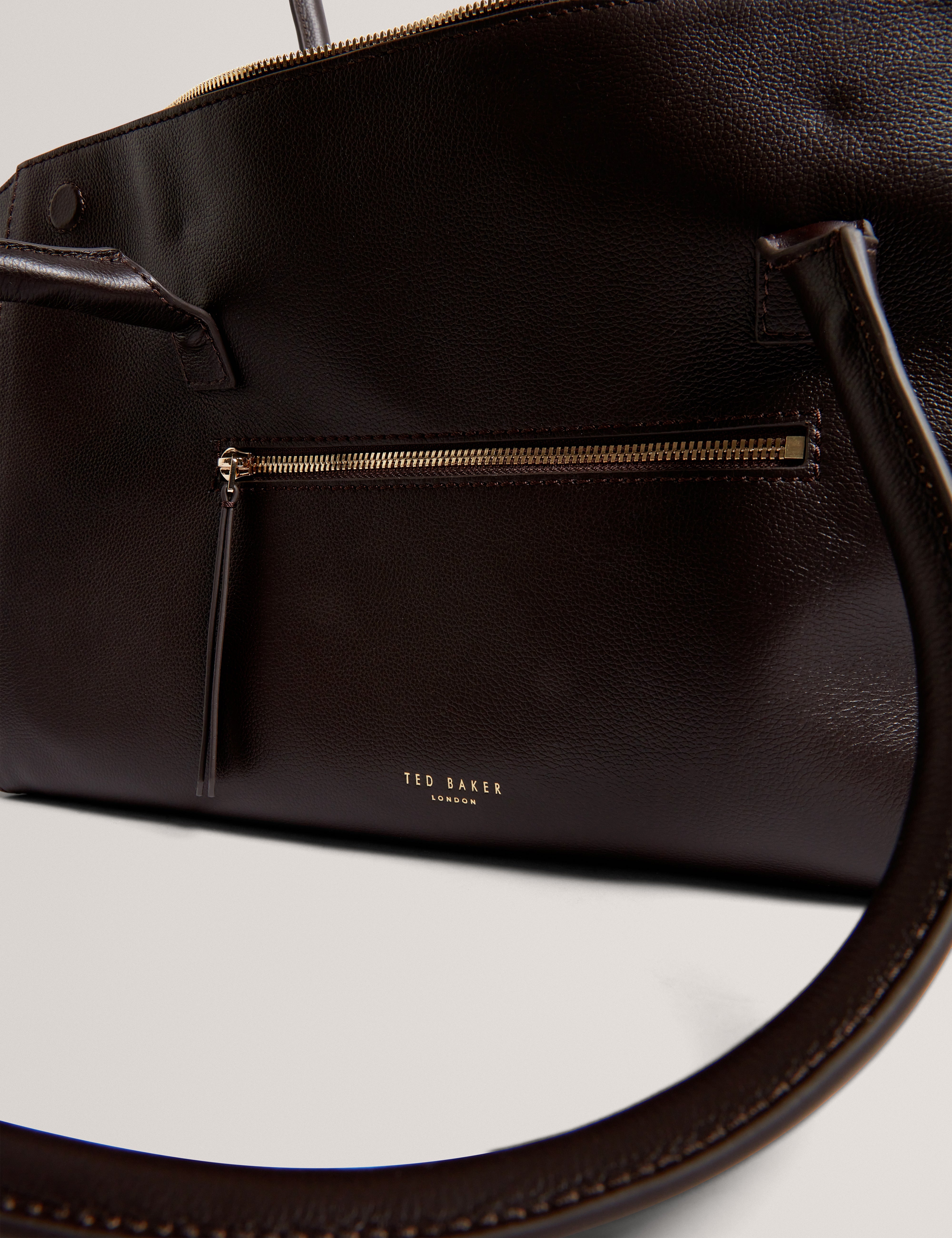 Toniie Casual Leather Large Tote Bag Brn-Choc