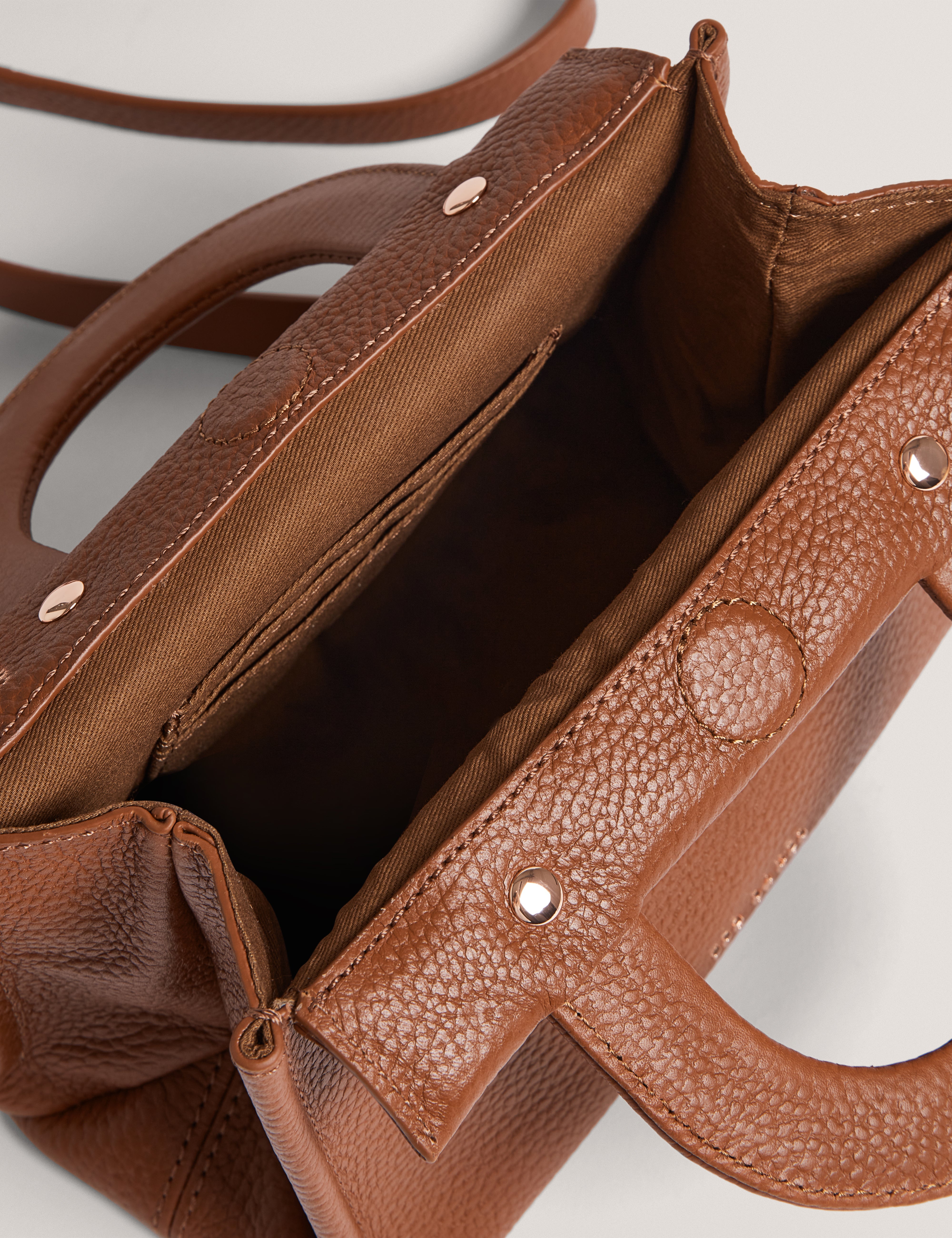 Roniaa Grab Handle Small Tote Bag Tan