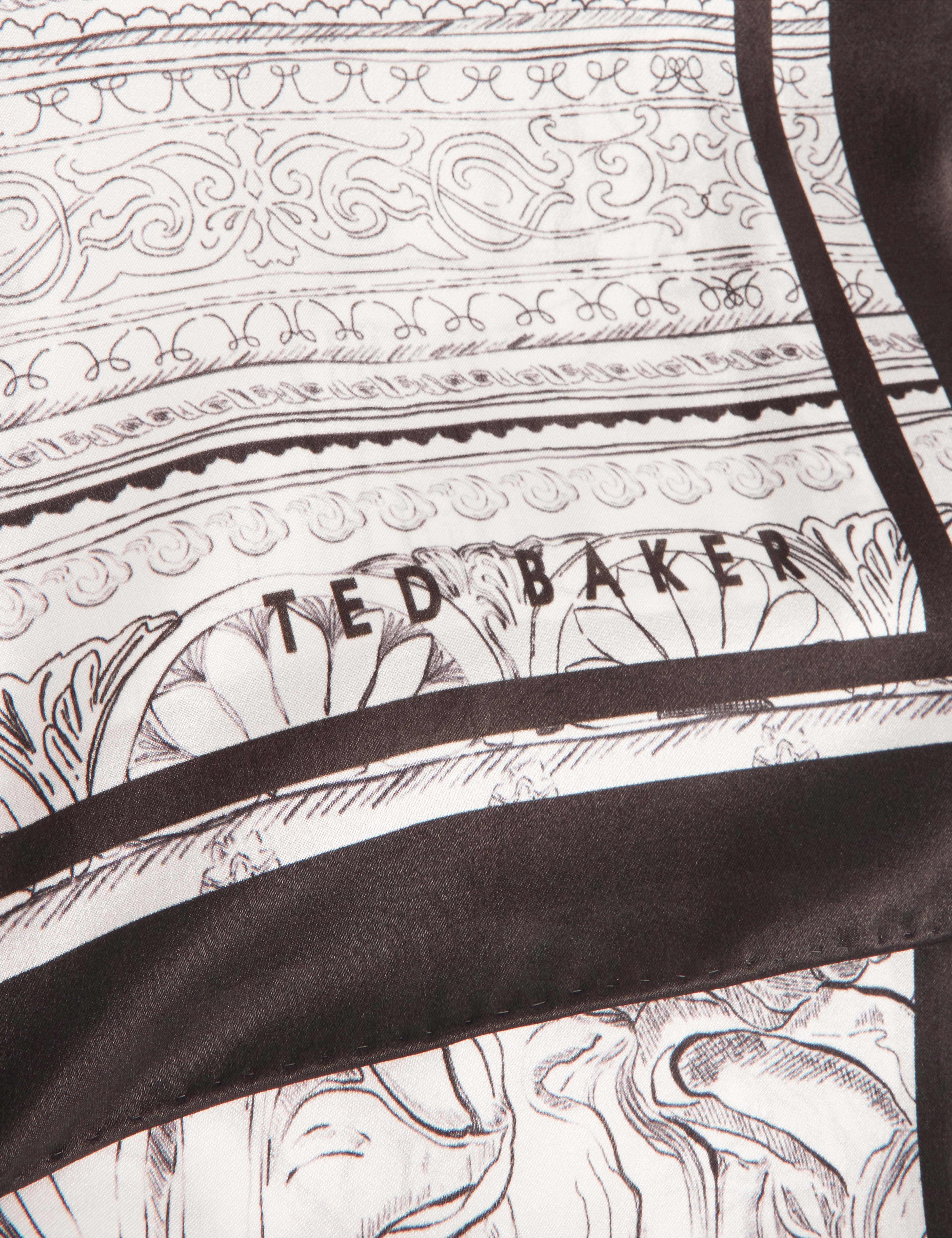 Nee Printed Silk Long Scarf Ivory