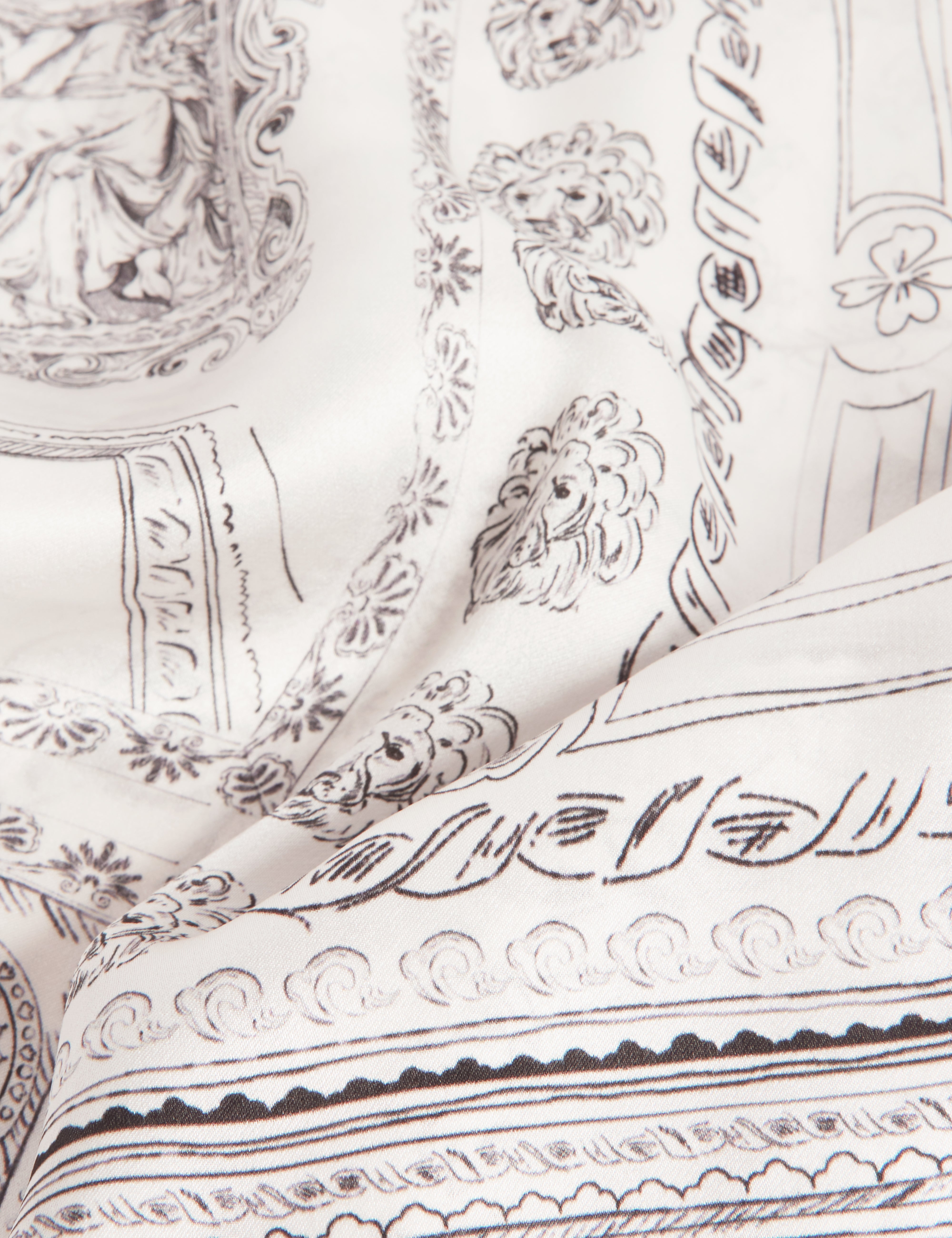 Nee Printed Silk Long Scarf Ivory