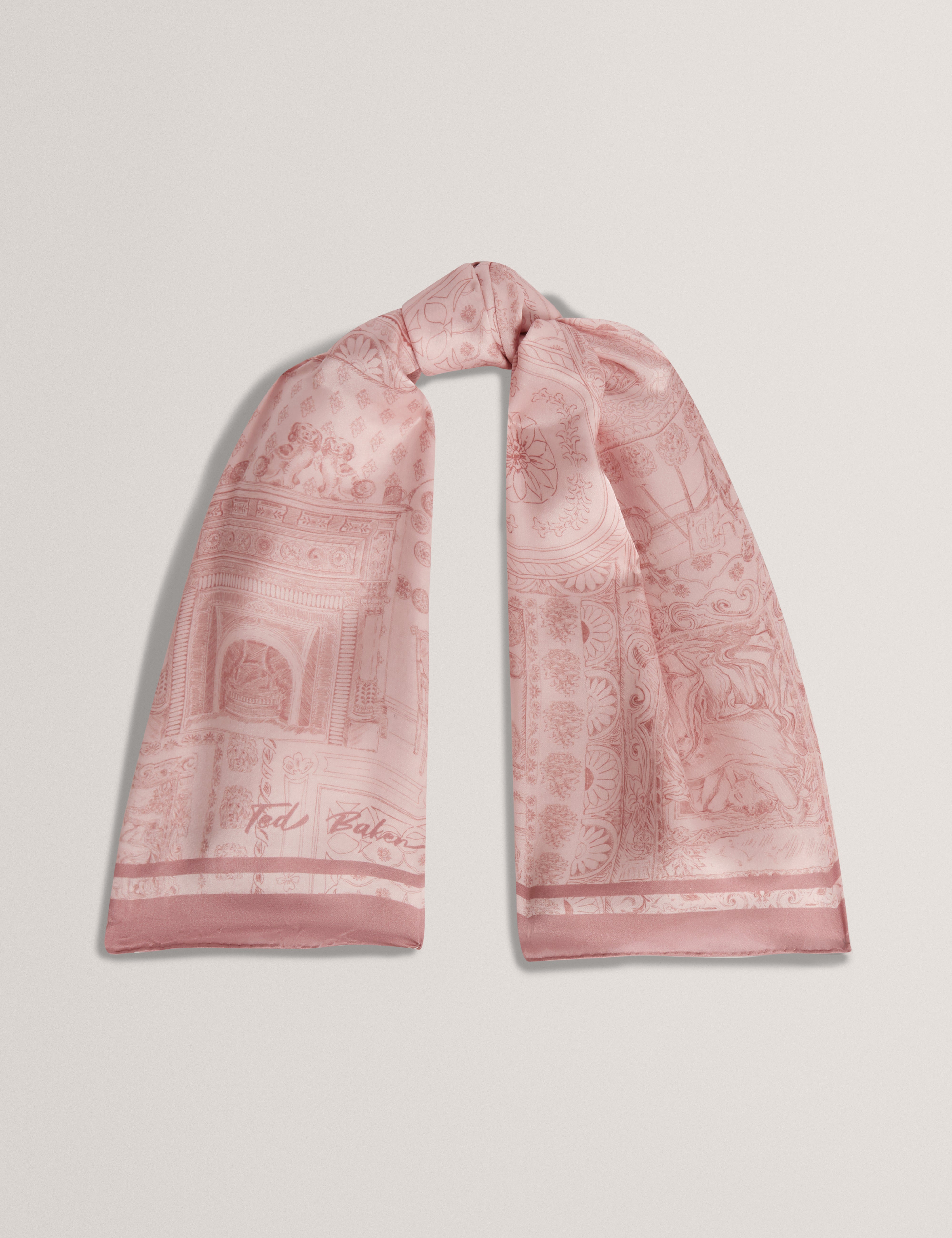 Kennee Square Silk Printed Scarf Pink