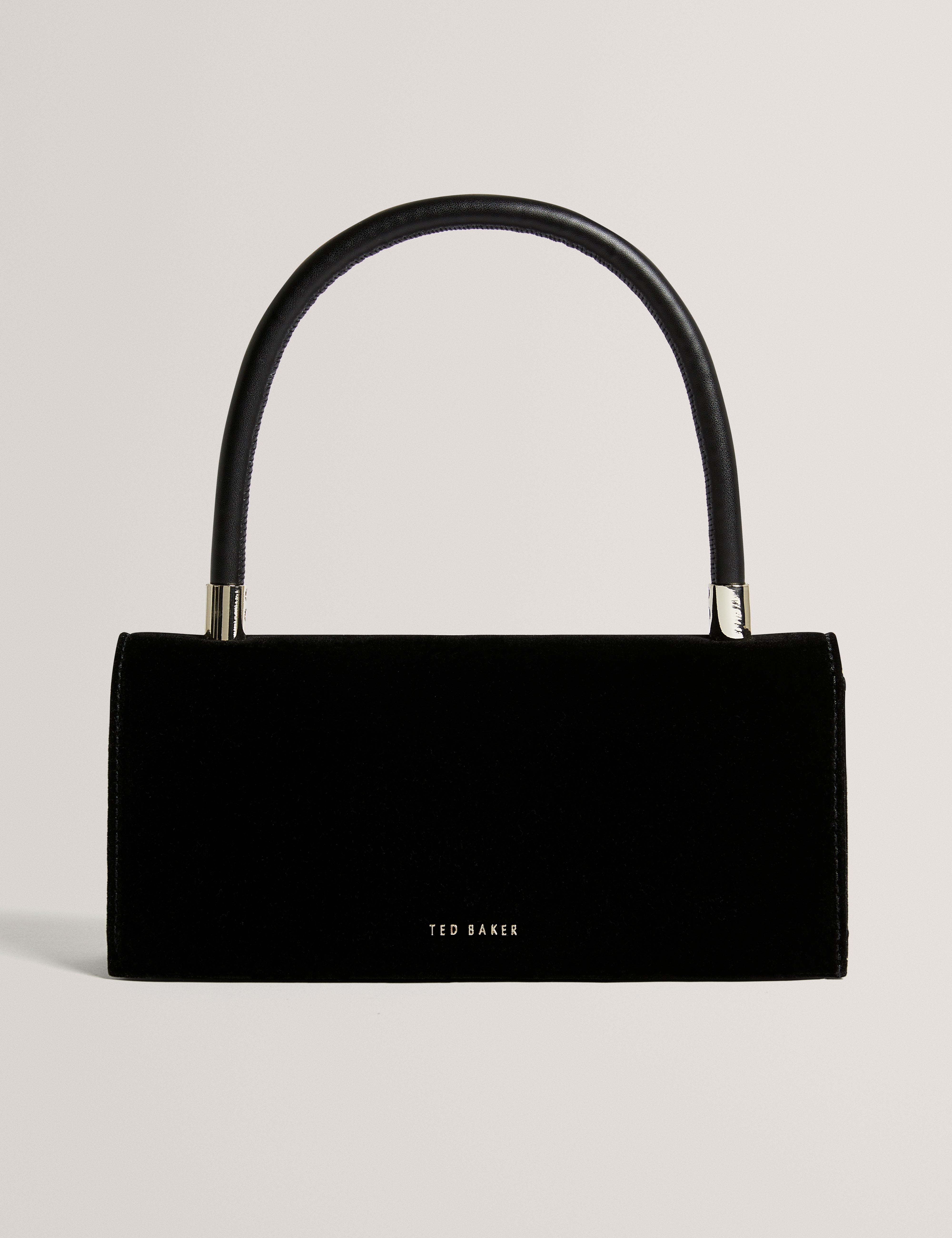 Liala Velvet Top Handle Shoulder Bag Black