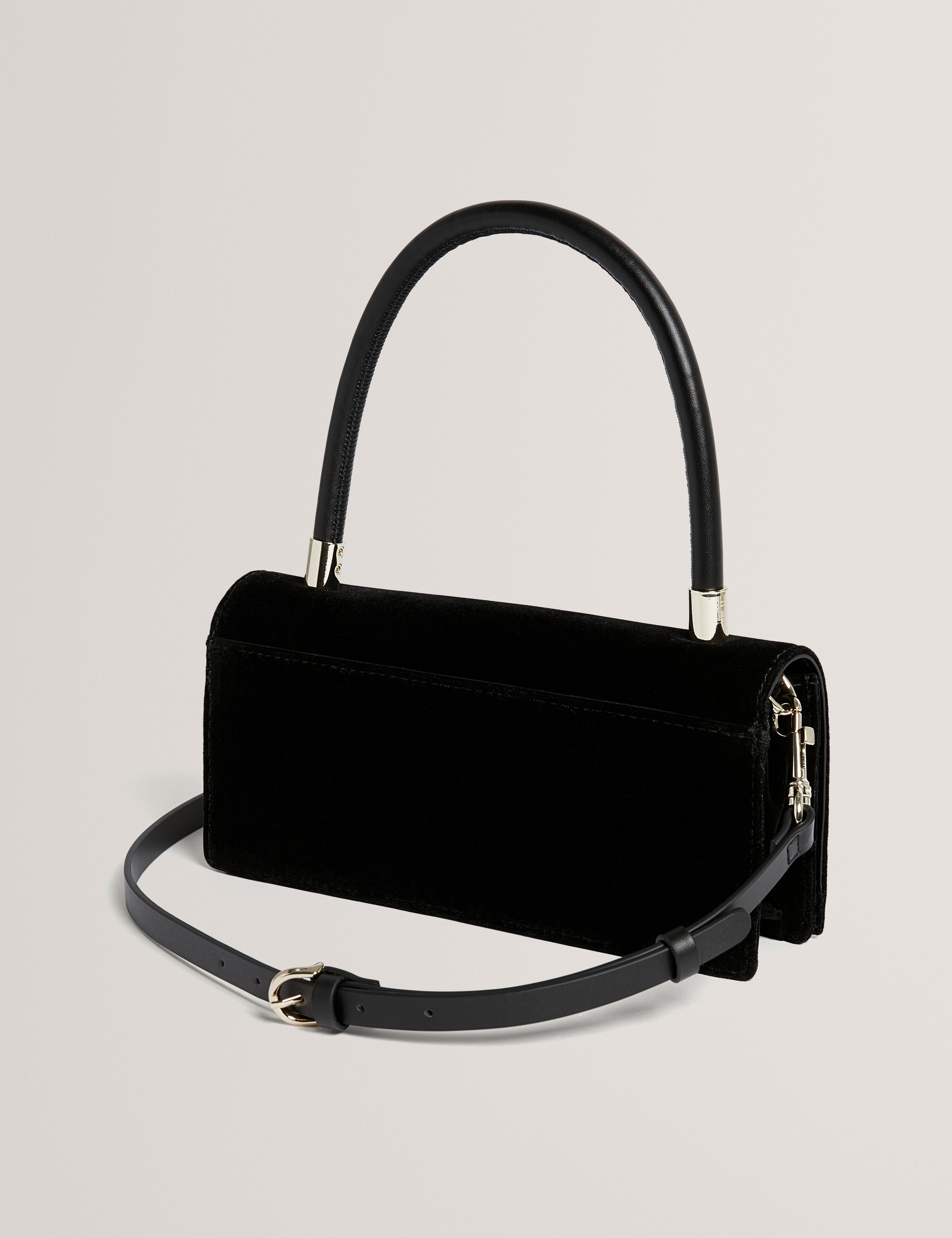 Liala Velvet Top Handle Shoulder Bag Black