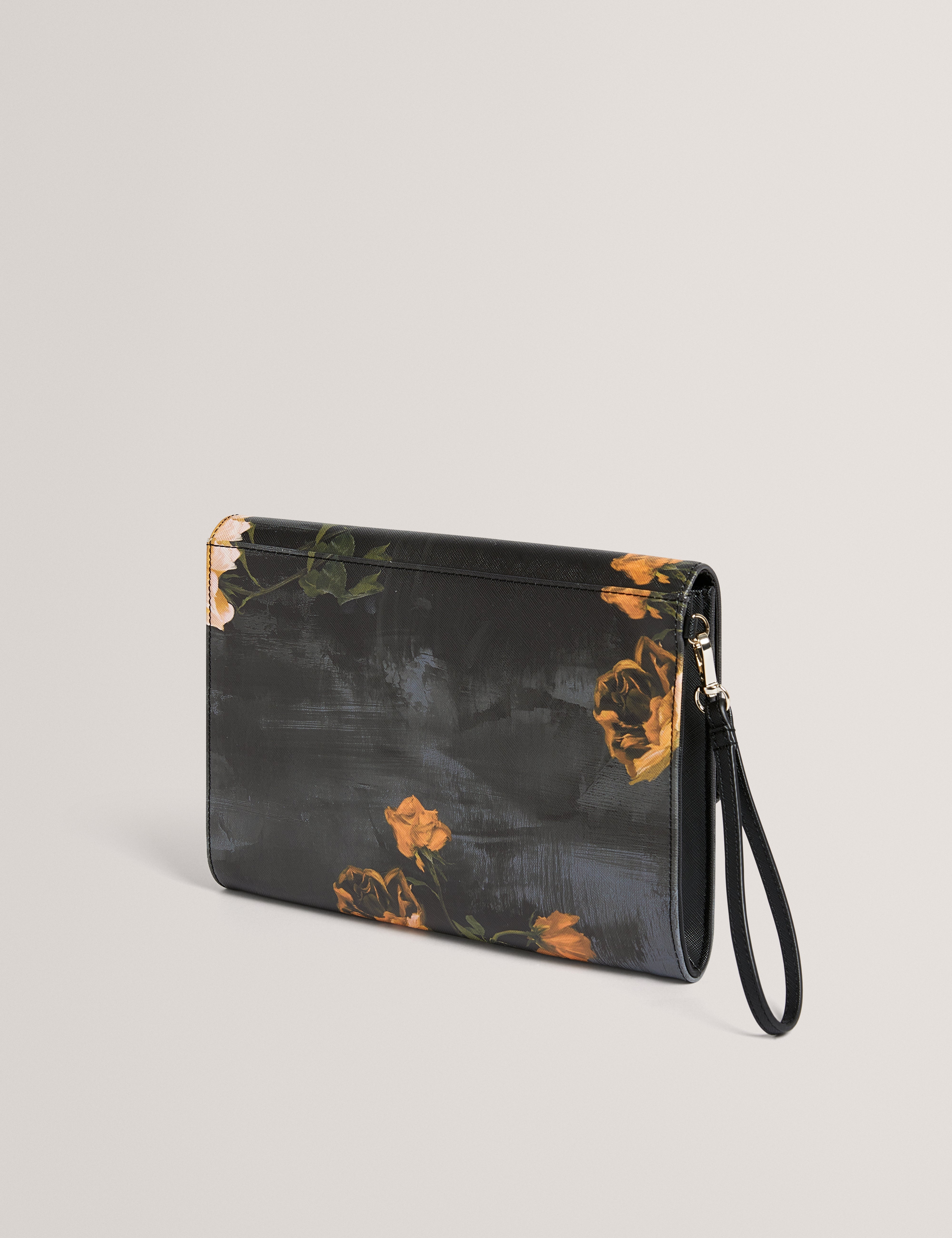 Alixx Floral Printed Pouch Black