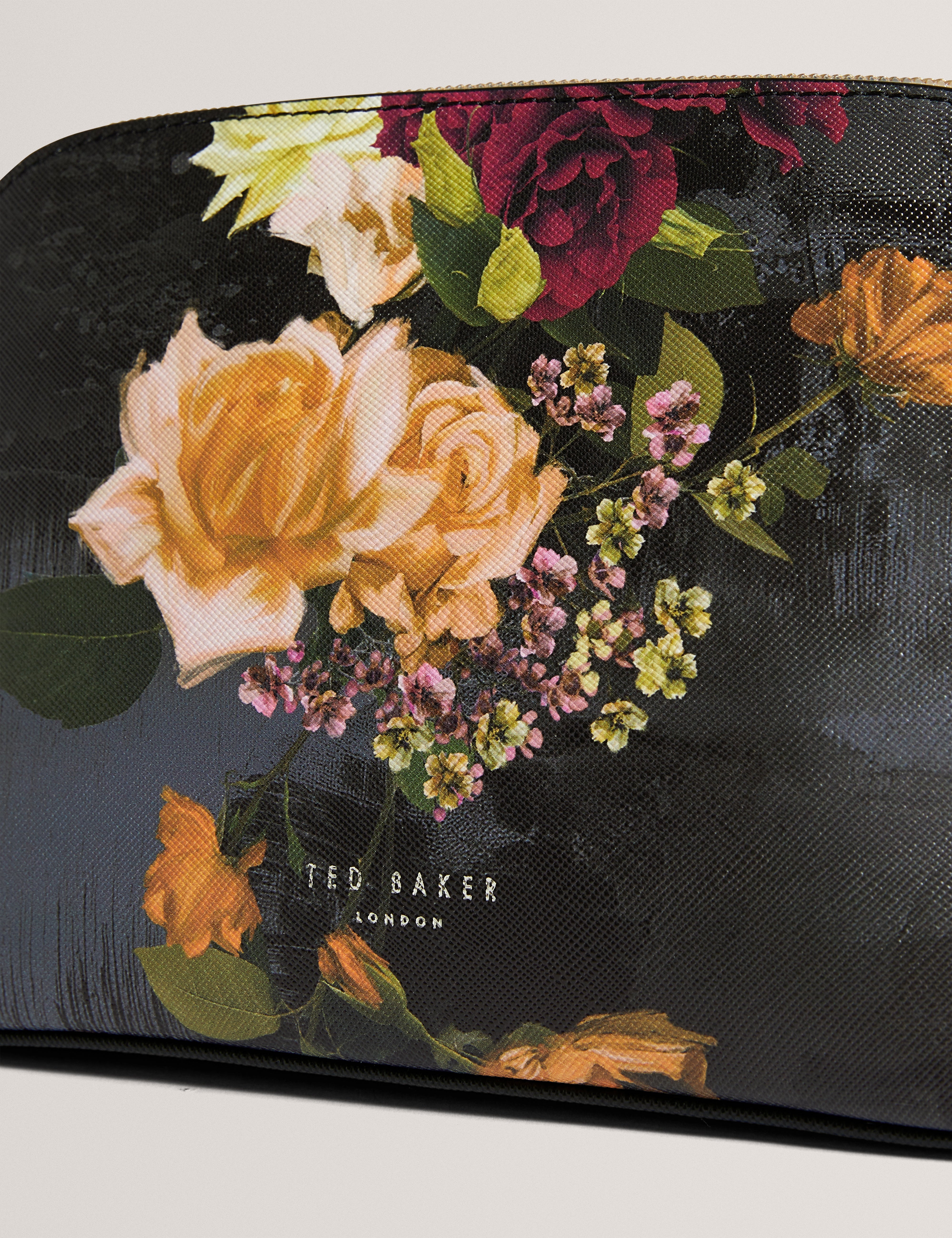 Aleix Floral Printed Make Up Bag Black