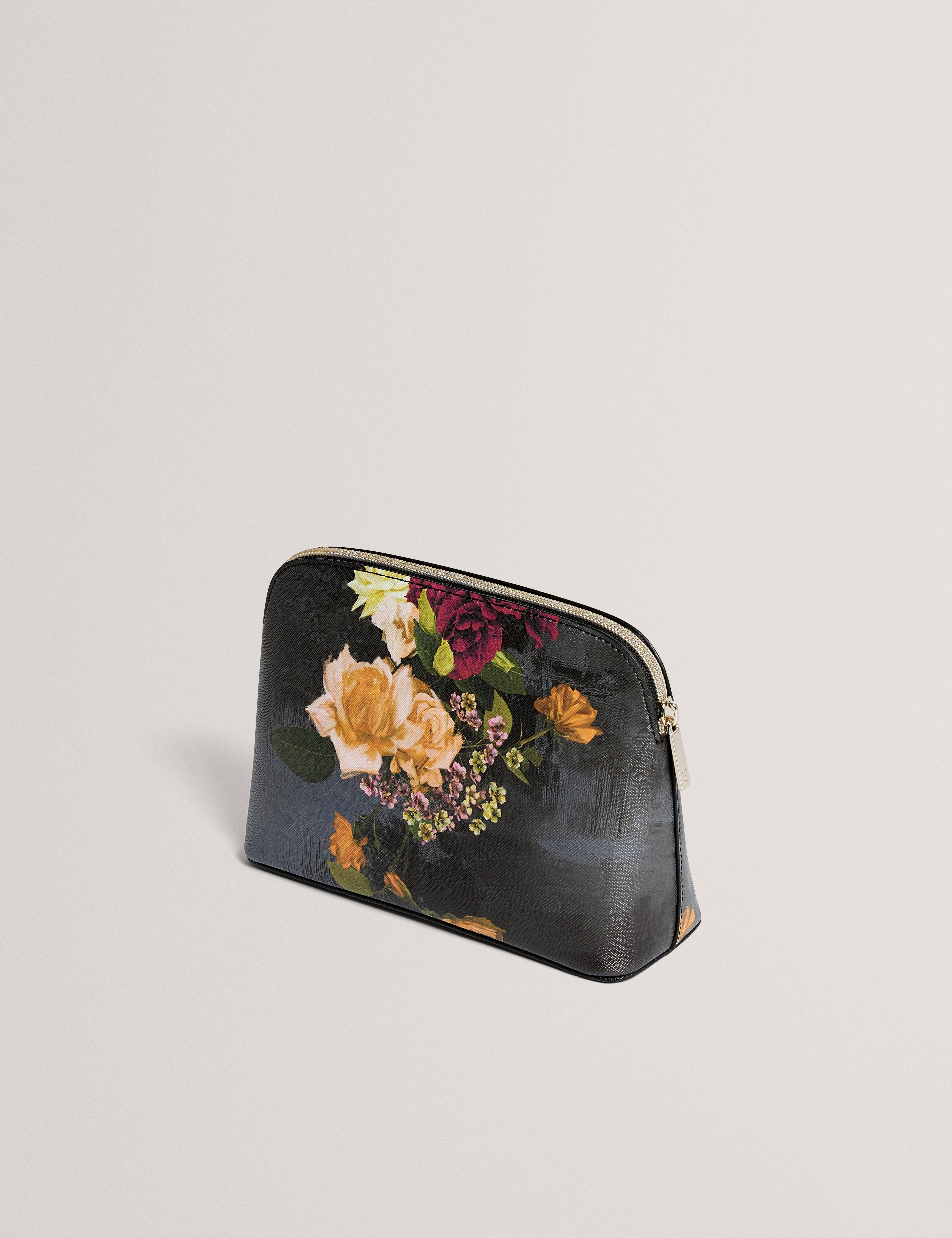 Aleix Floral Printed Make Up Bag Black