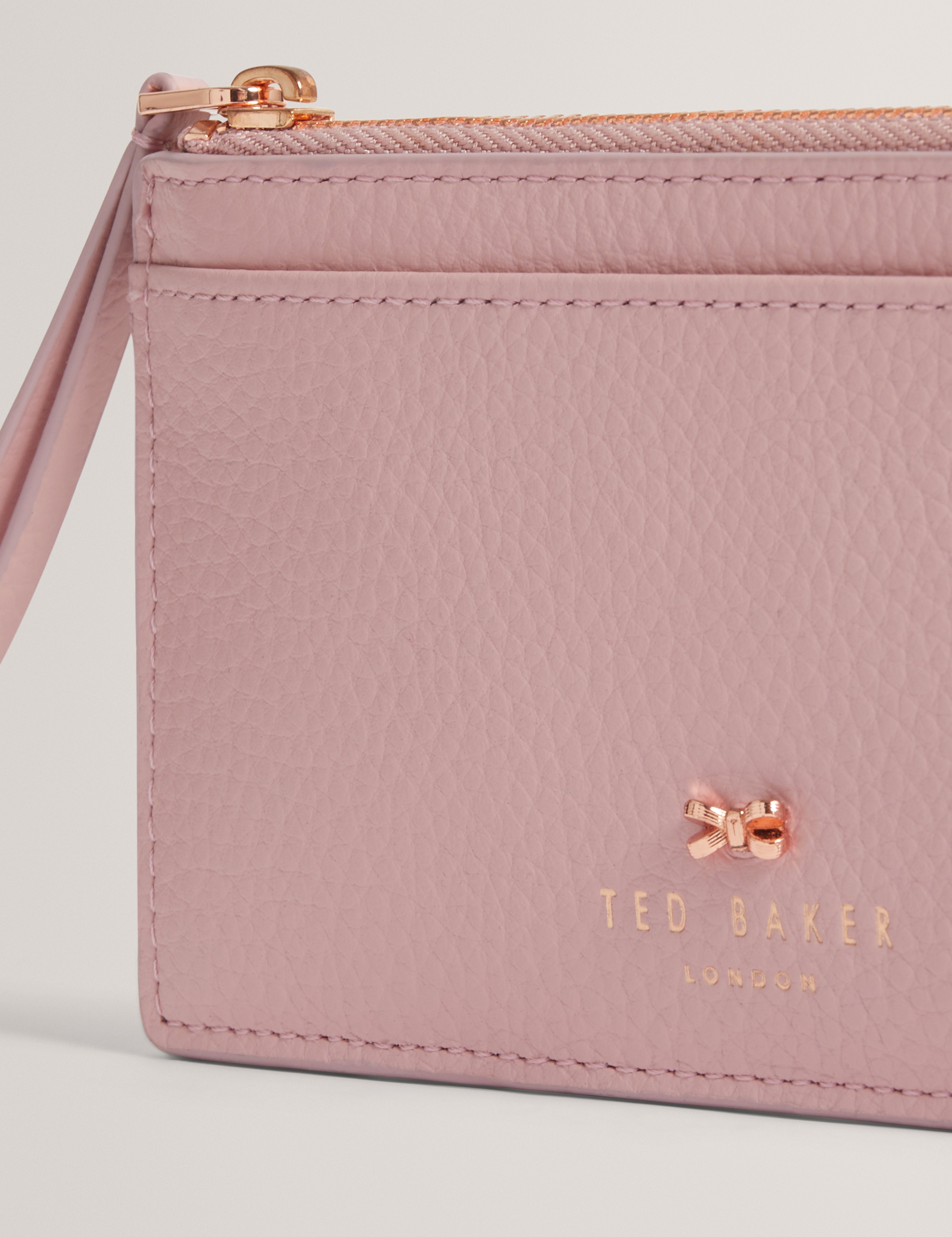Myyra Bow Detail Zip Card Holder Pl-Pink