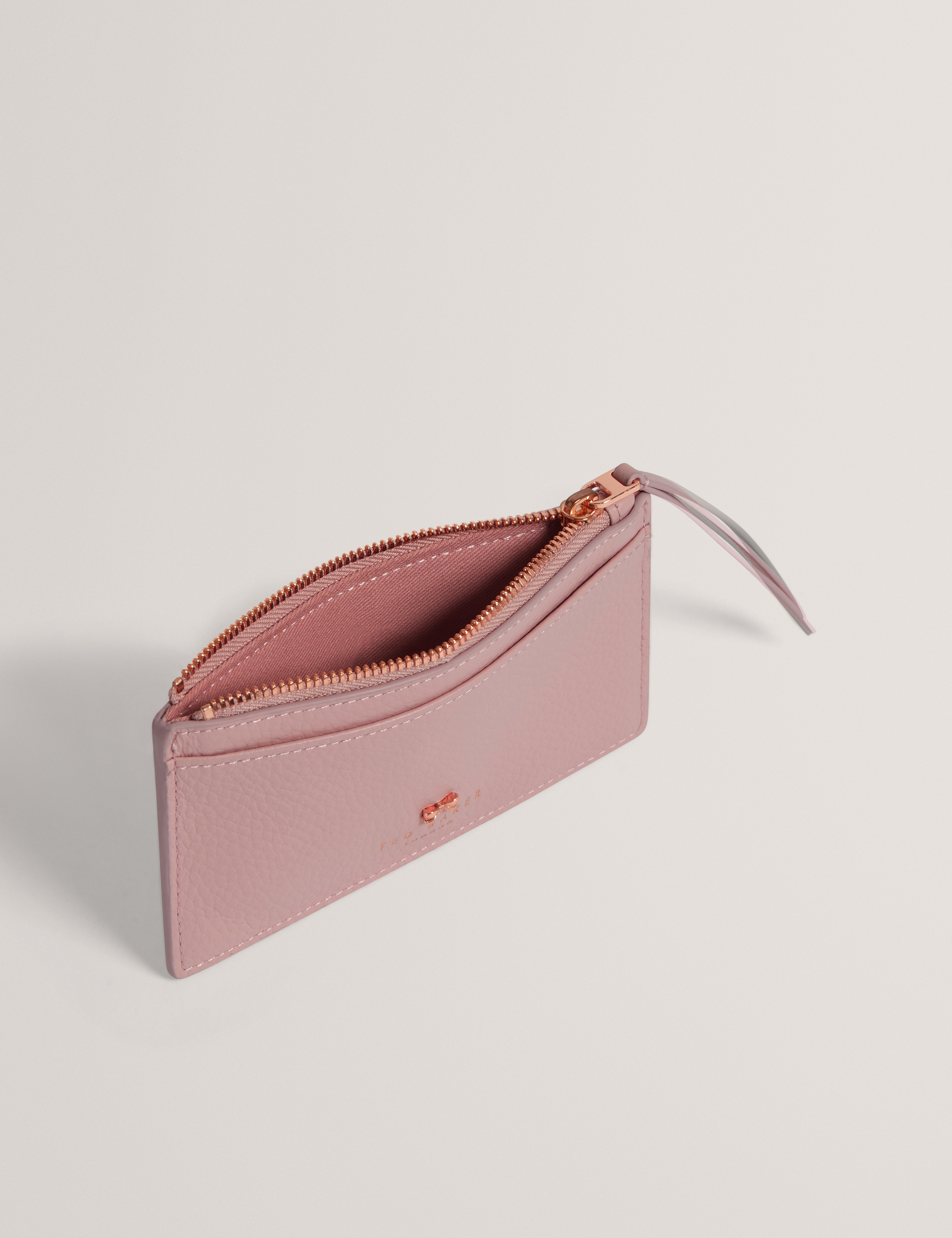 Myyra Bow Detail Zip Card Holder Pl-Pink