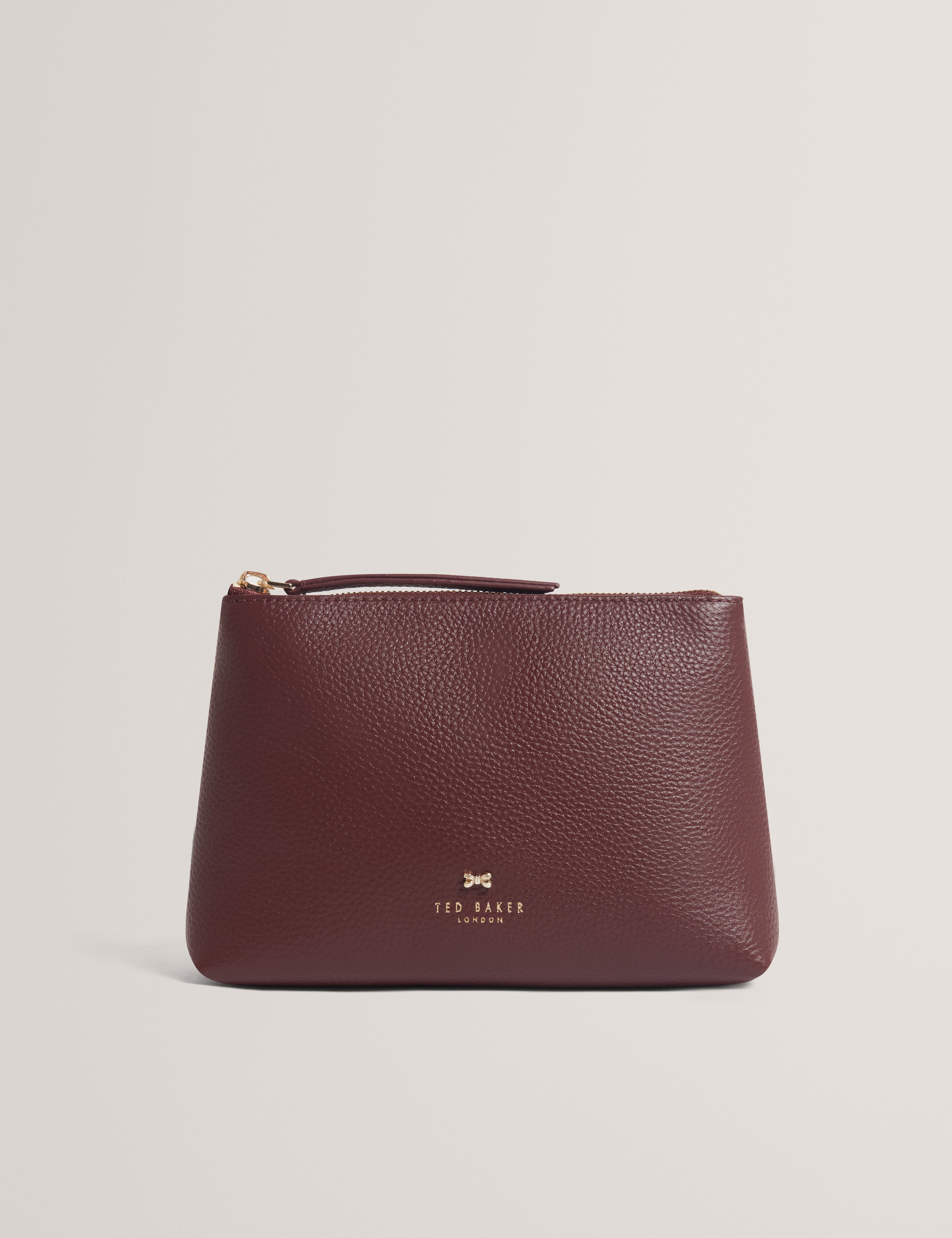 Manii Bow Detail Leather Wash Bag Dk-Red