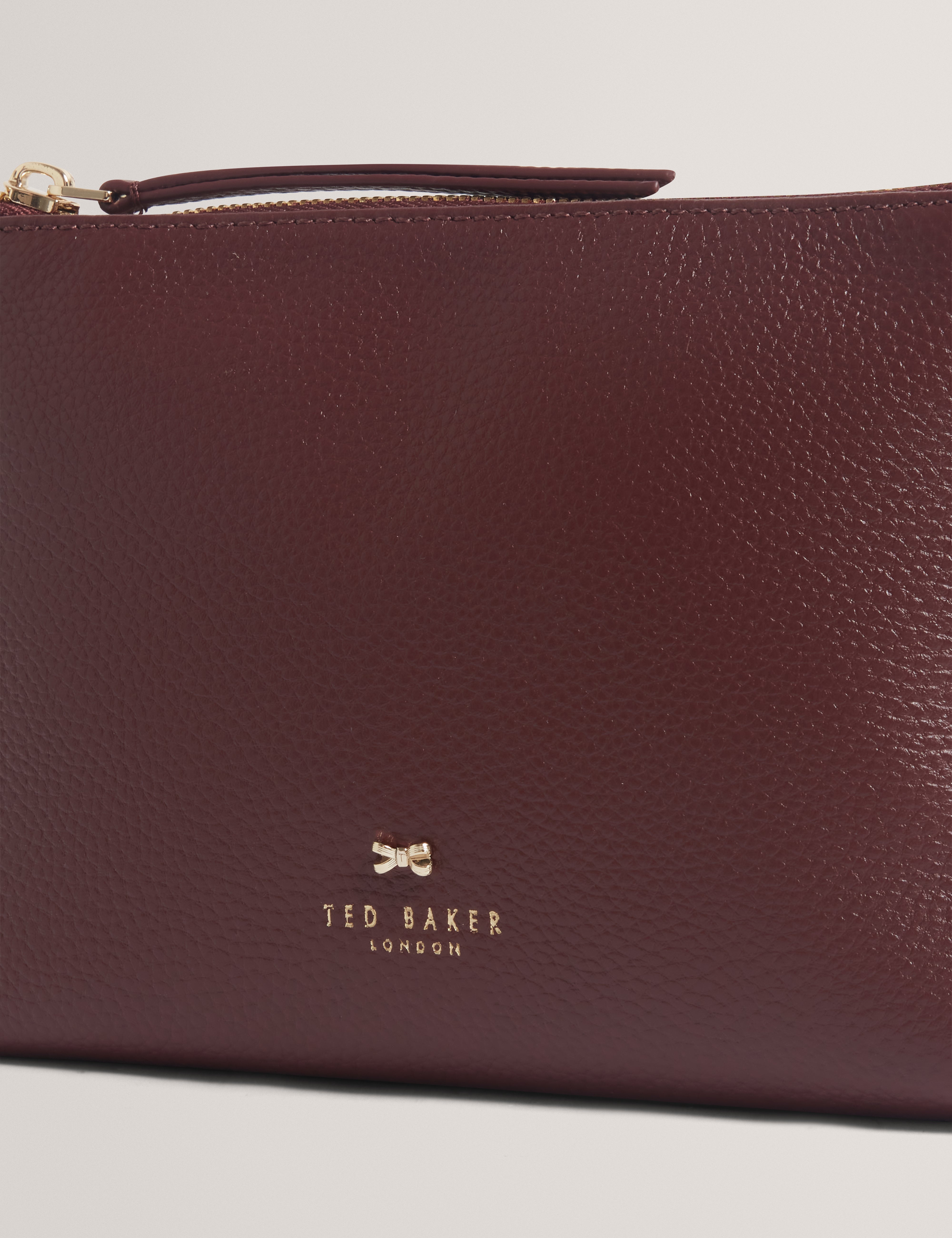 Manii Bow Detail Leather Wash Bag Dk-Red