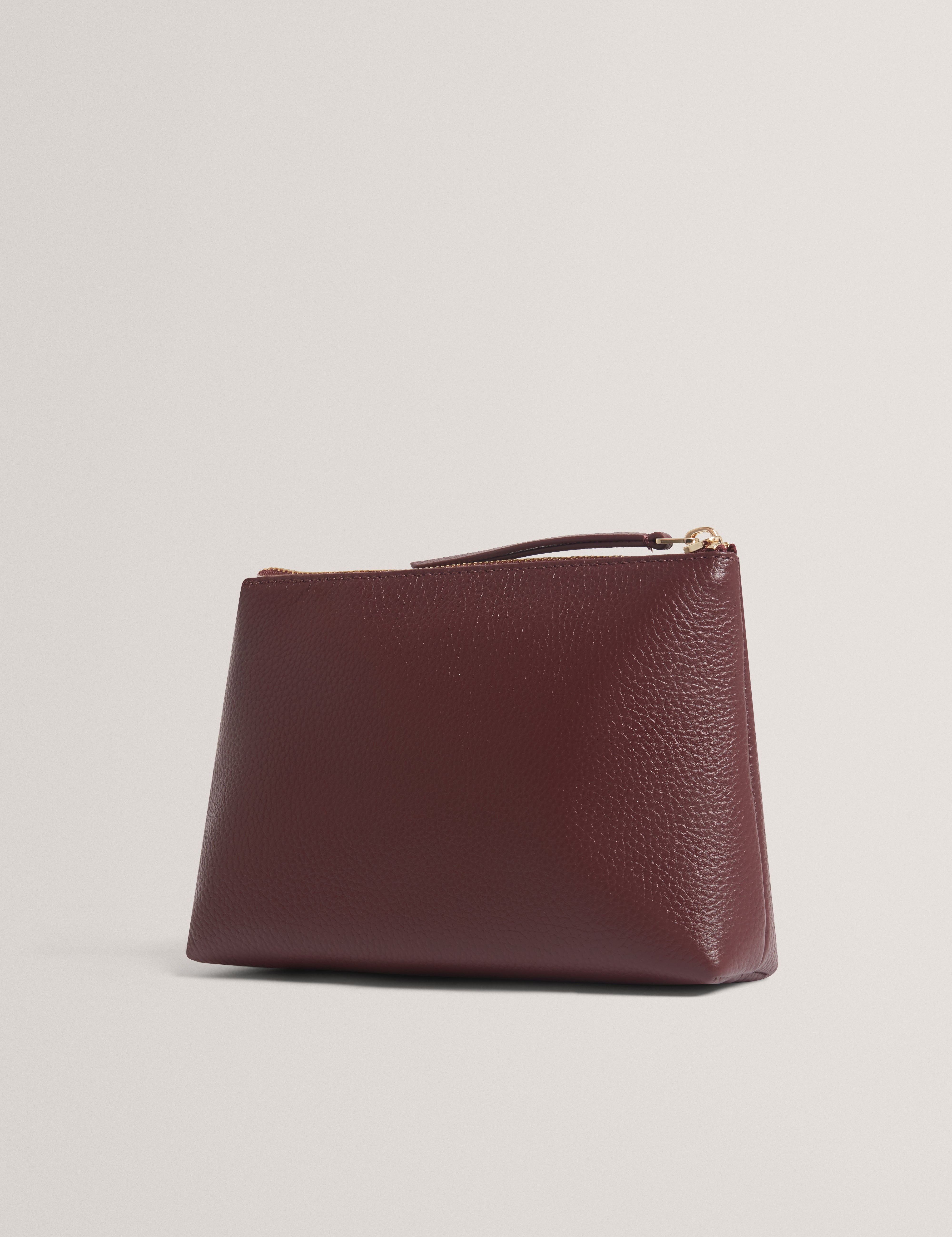 Manii Bow Detail Leather Wash Bag Dk-Red