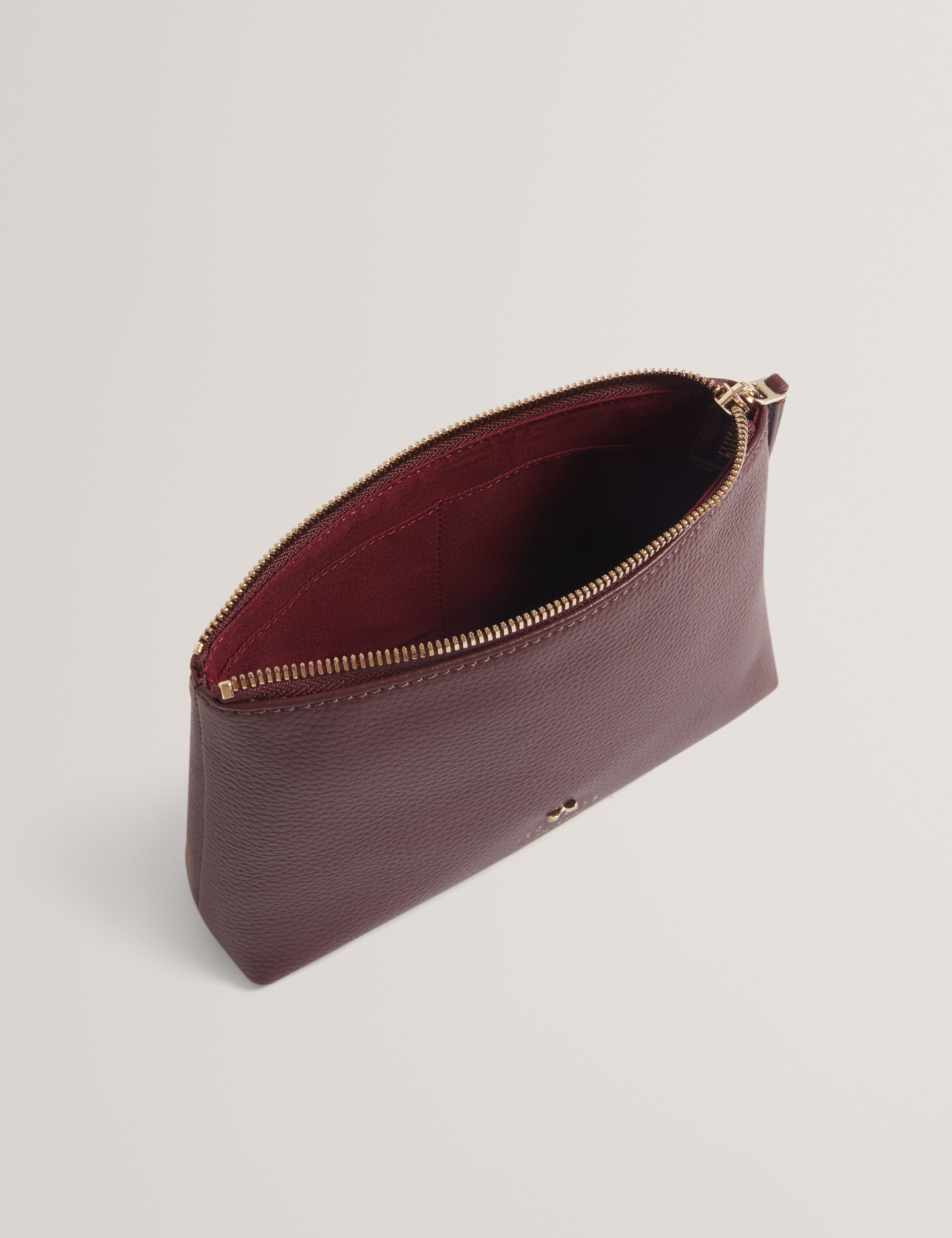 Manii Bow Detail Leather Wash Bag Dk-Red