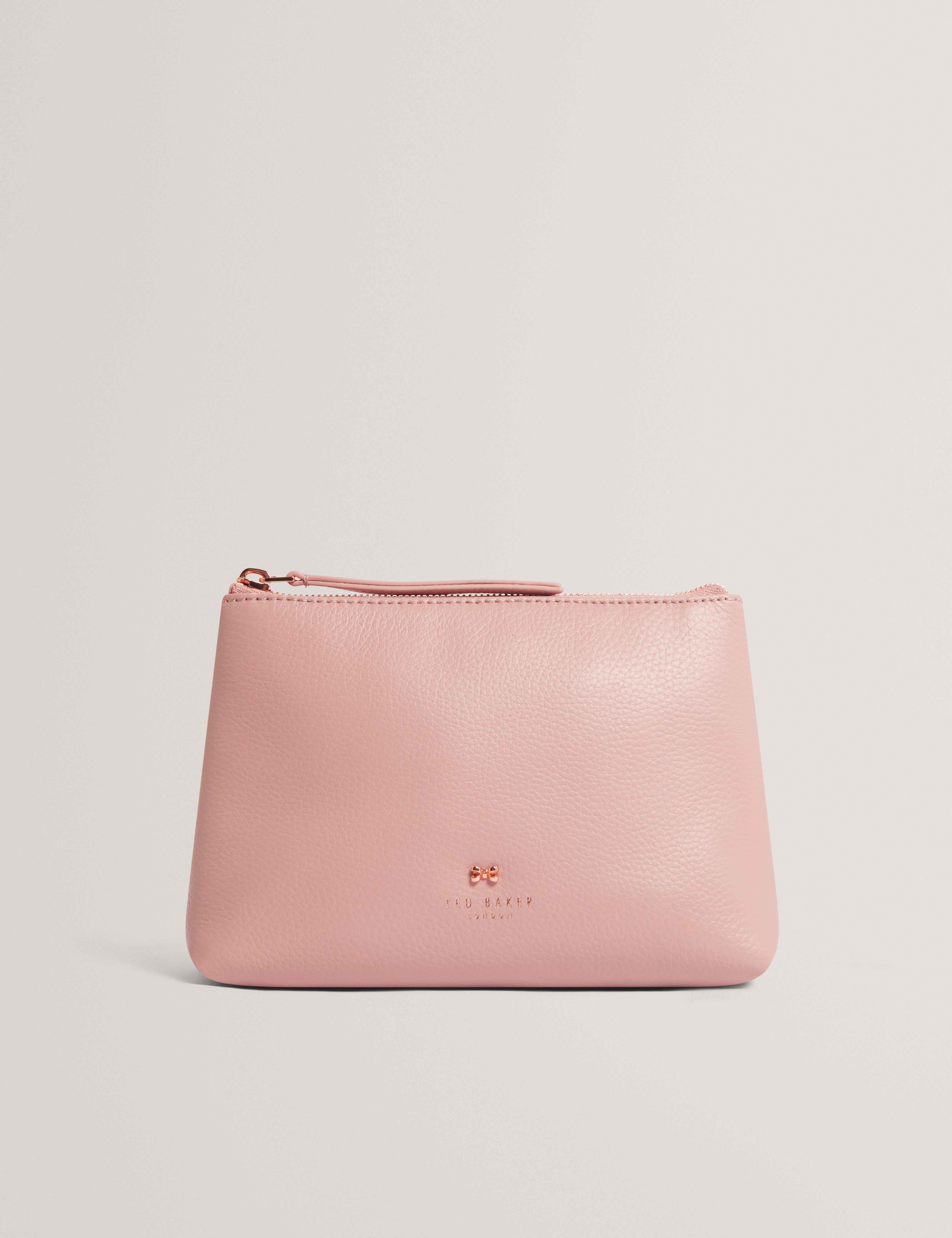 Manii Bow Detail Leather Wash Bag Pl-Pink