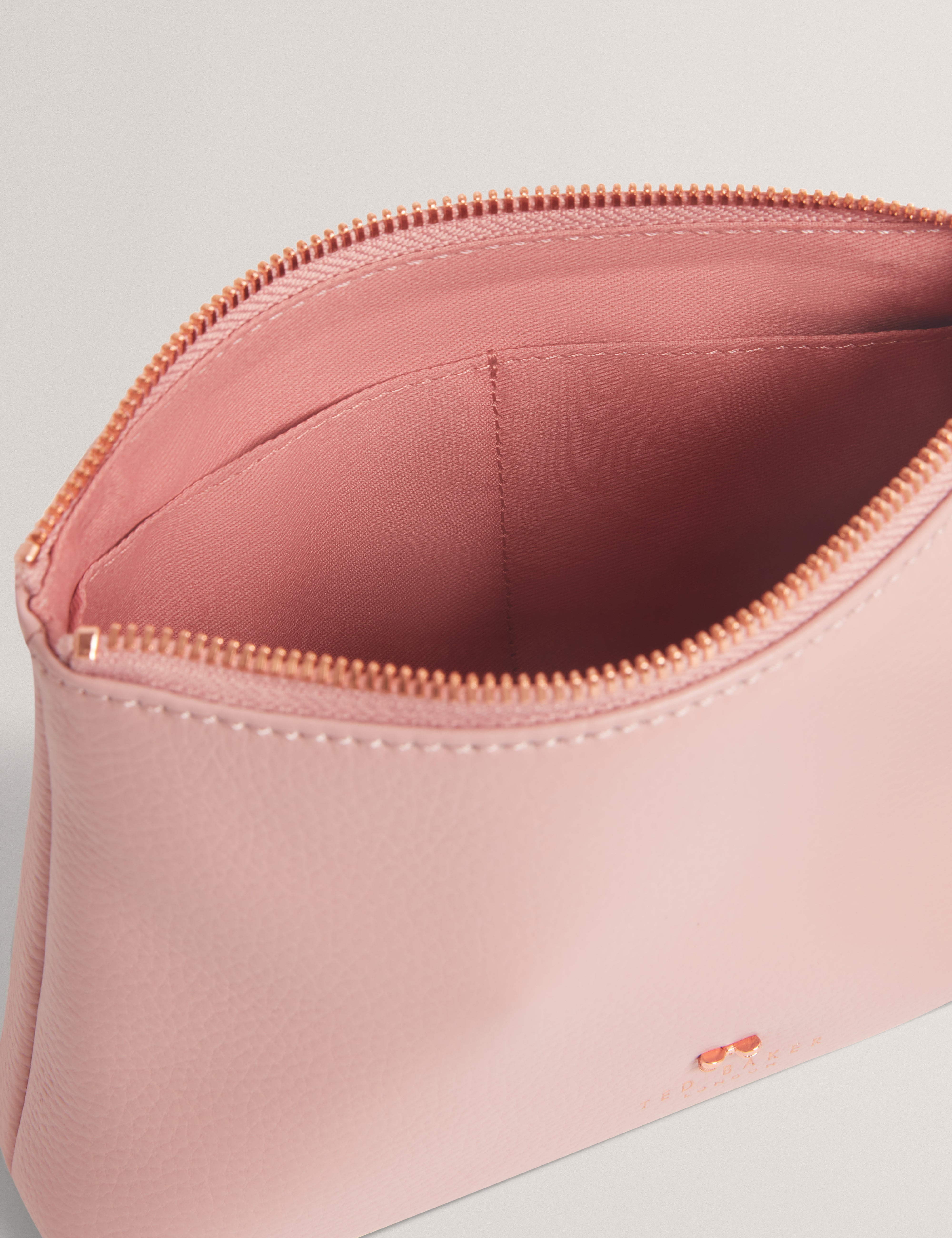 Manii Bow Detail Leather Wash Bag Pl-Pink