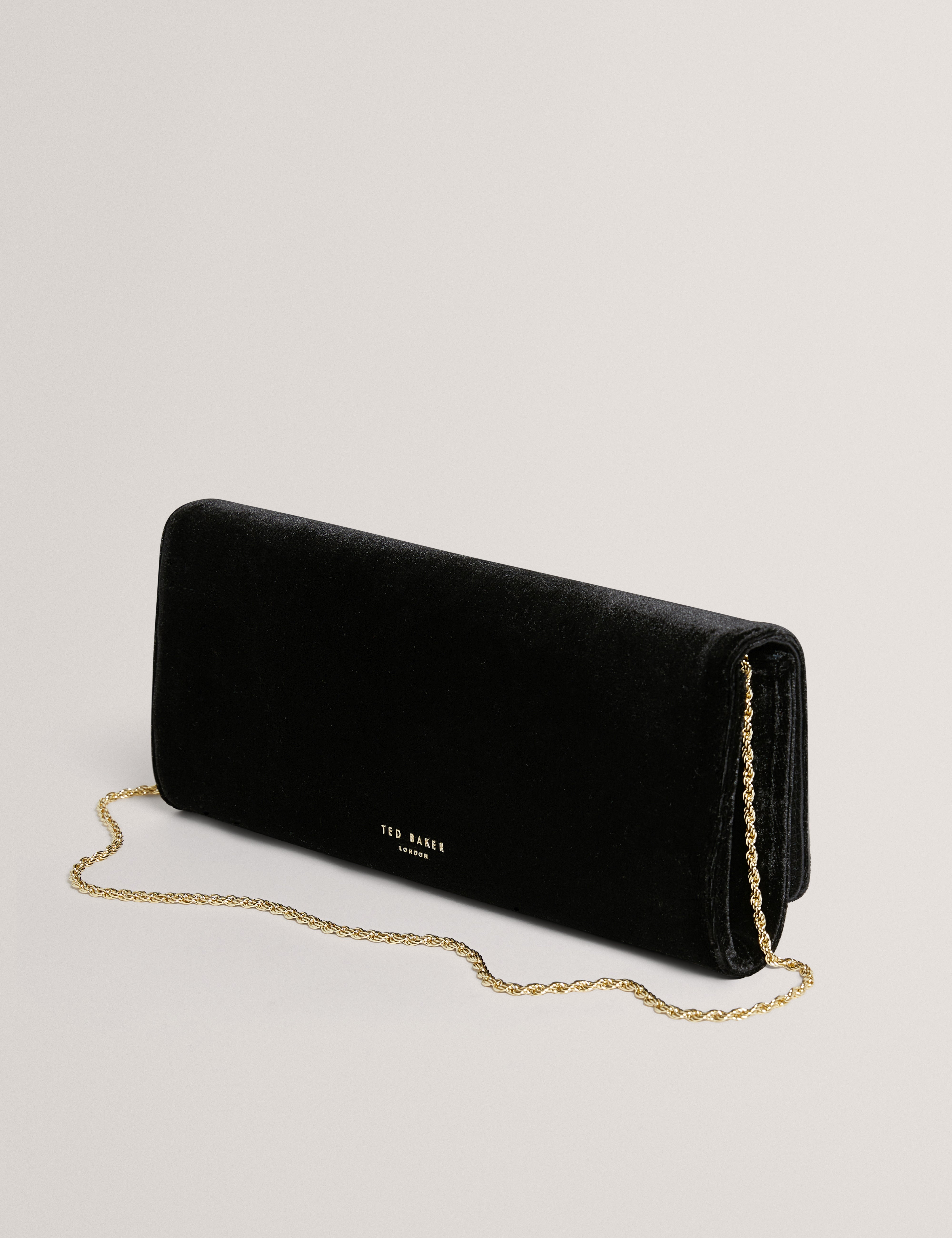 Maroah Velvet Elongated Evening Bag Black