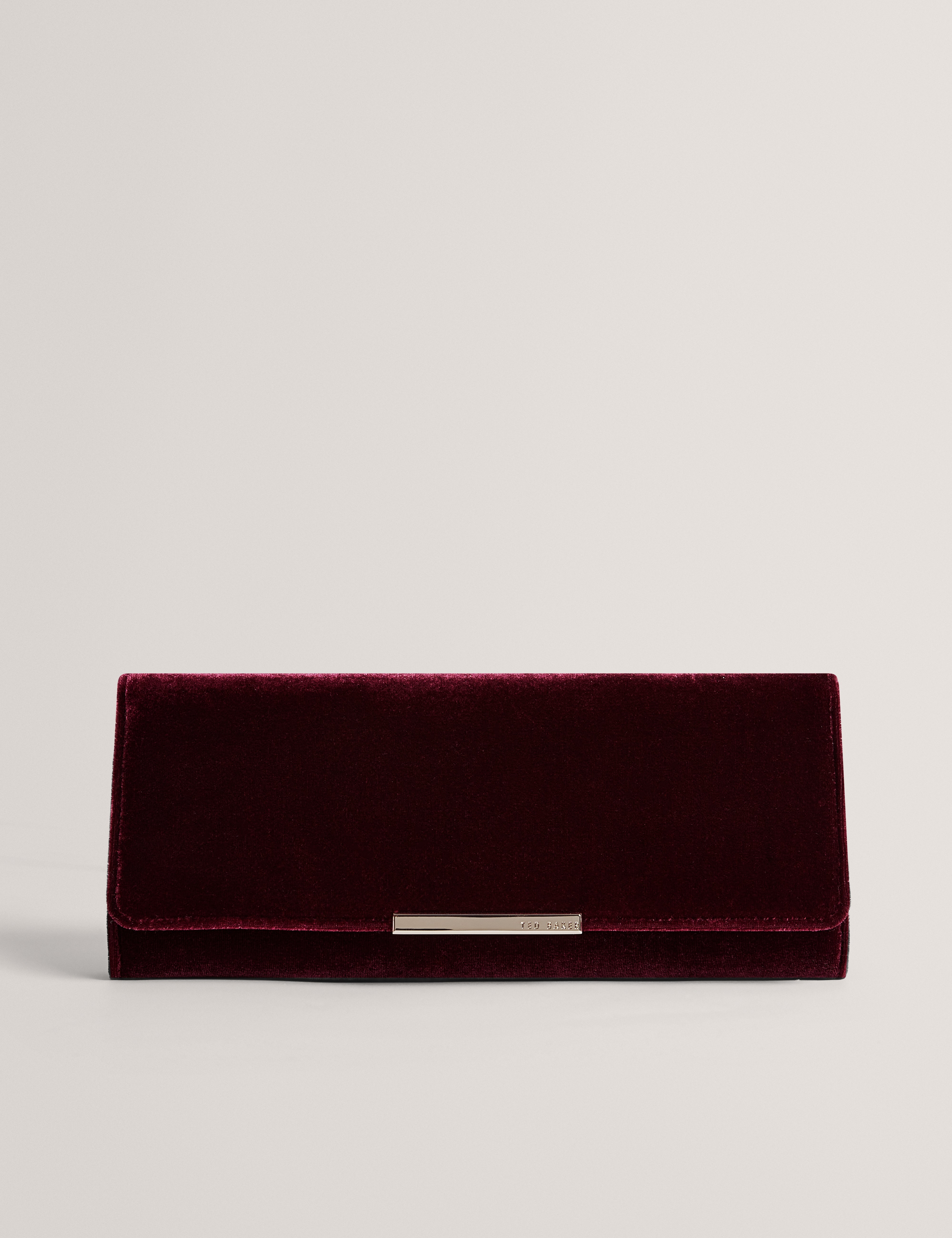 Maroah Velvet Elongated Evening Bag Dk-Red
