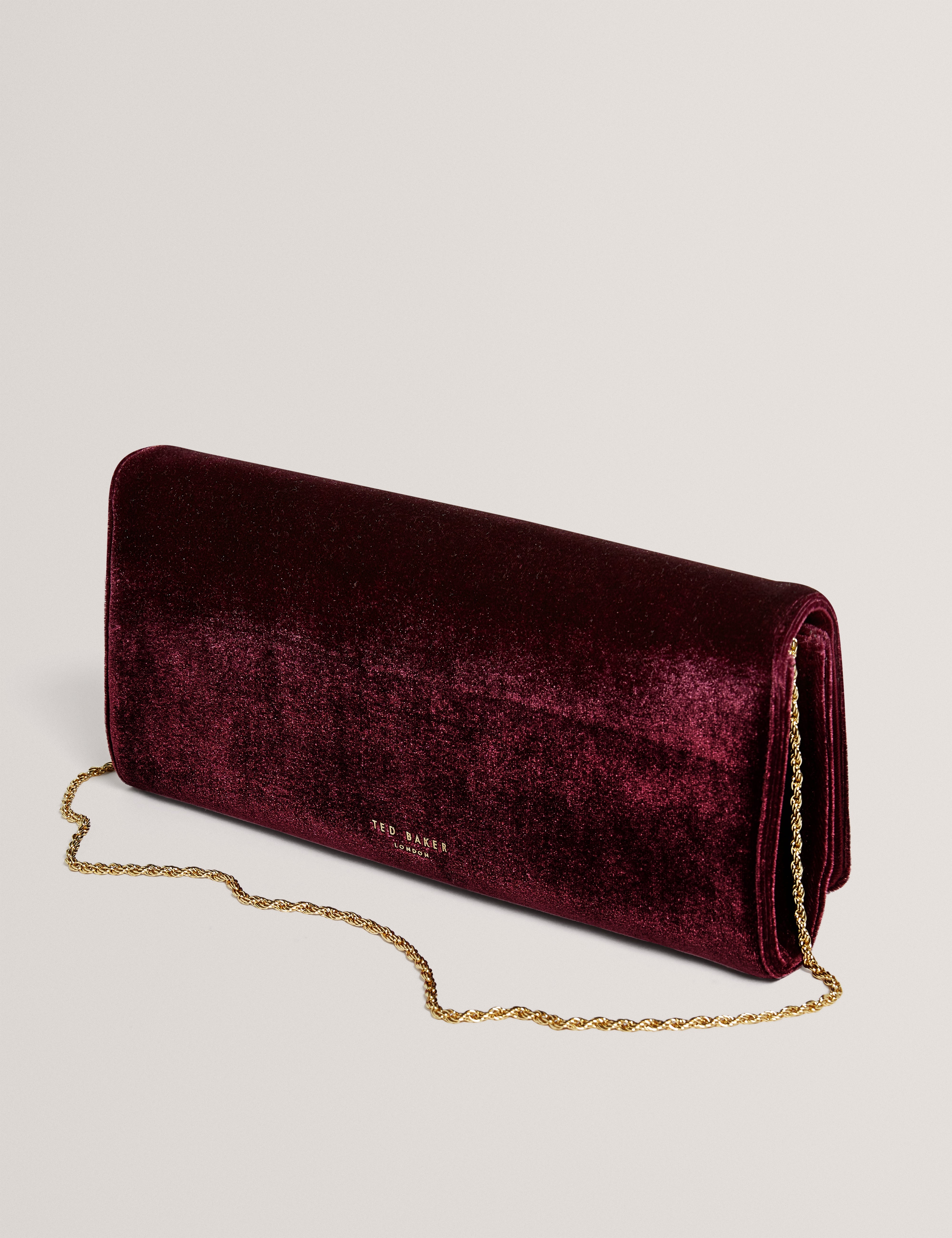 Maroah Velvet Elongated Evening Bag Dk-Red