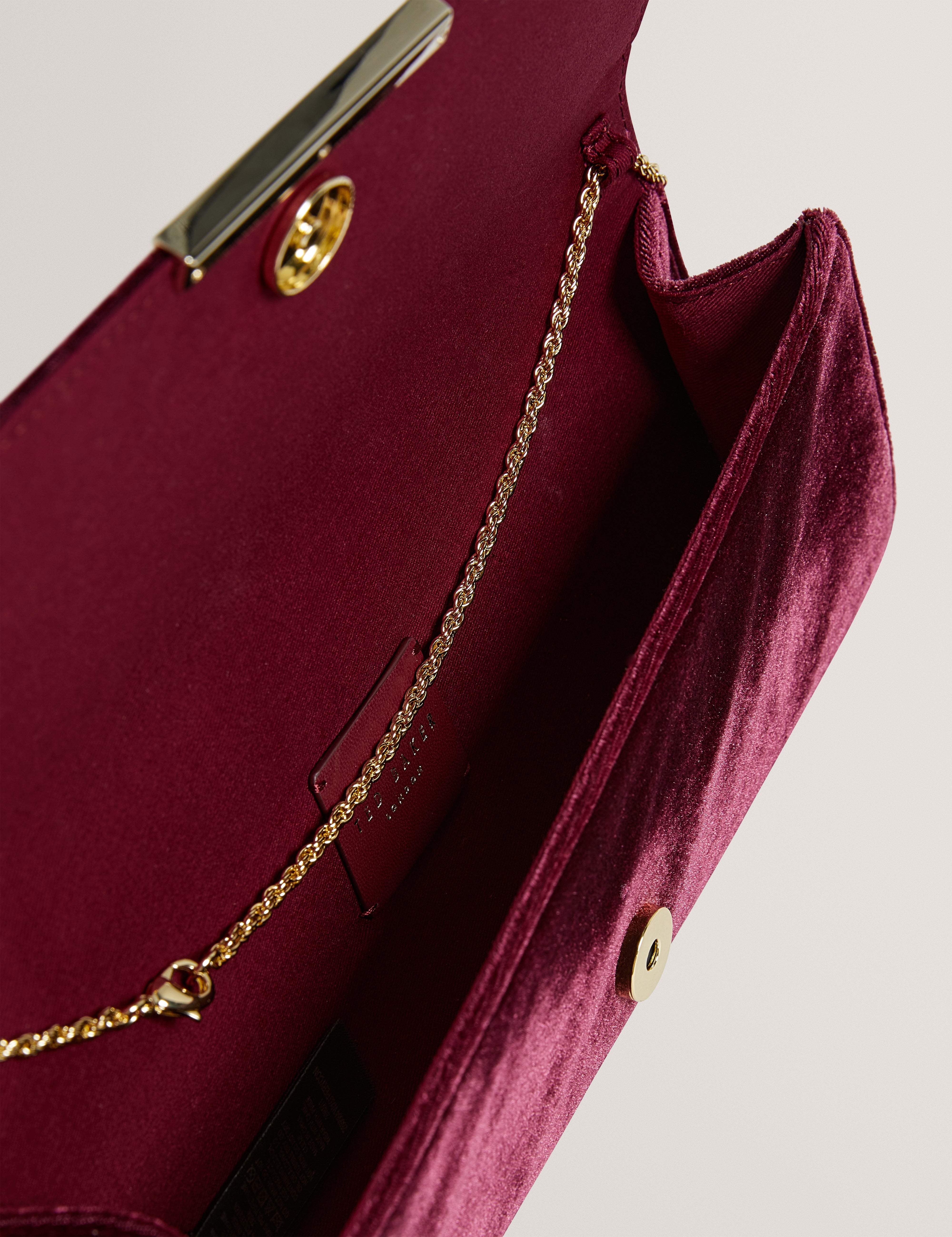Maroah Velvet Elongated Evening Bag Dk-Red