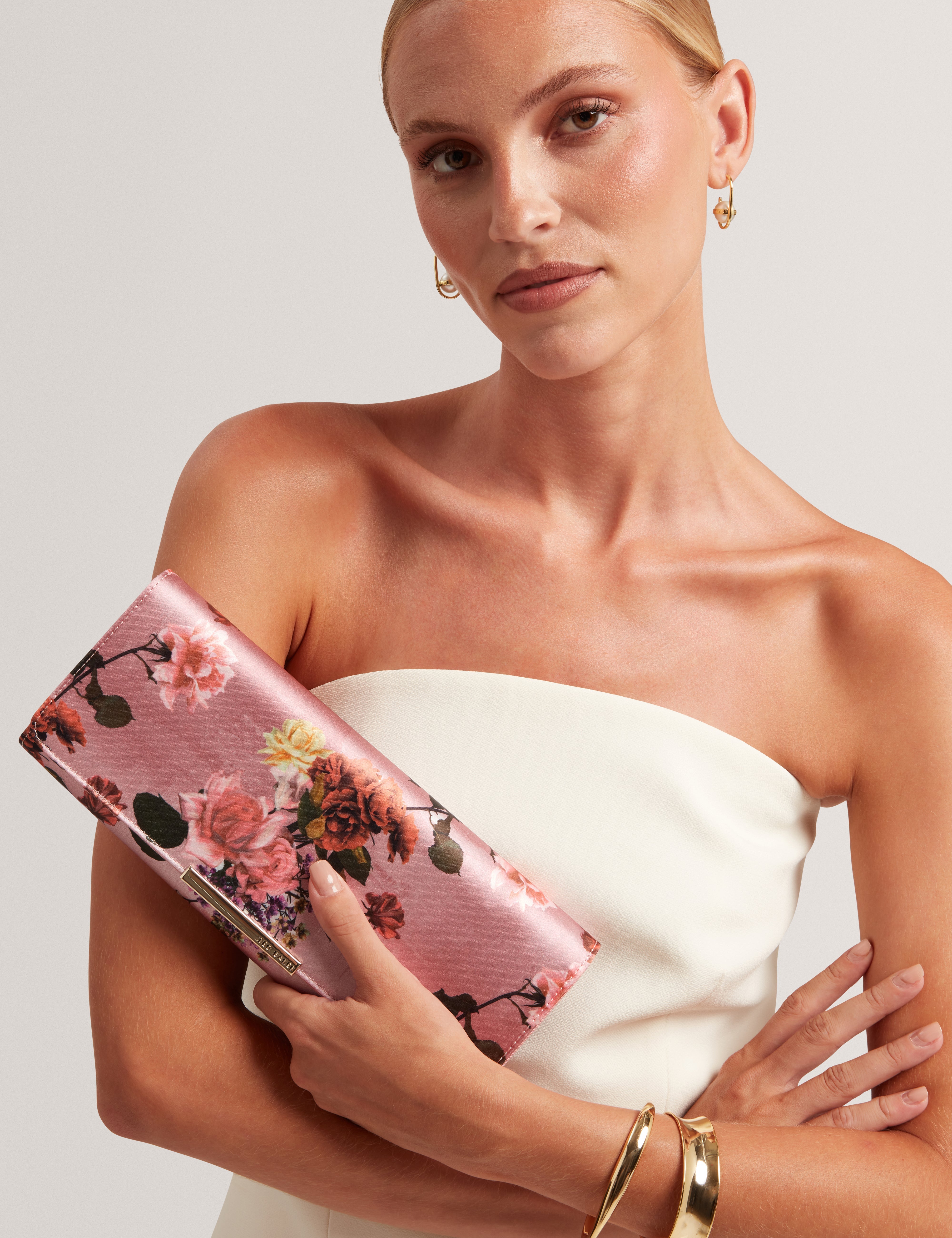Mariita Printed Elongated Evening Bag Pink