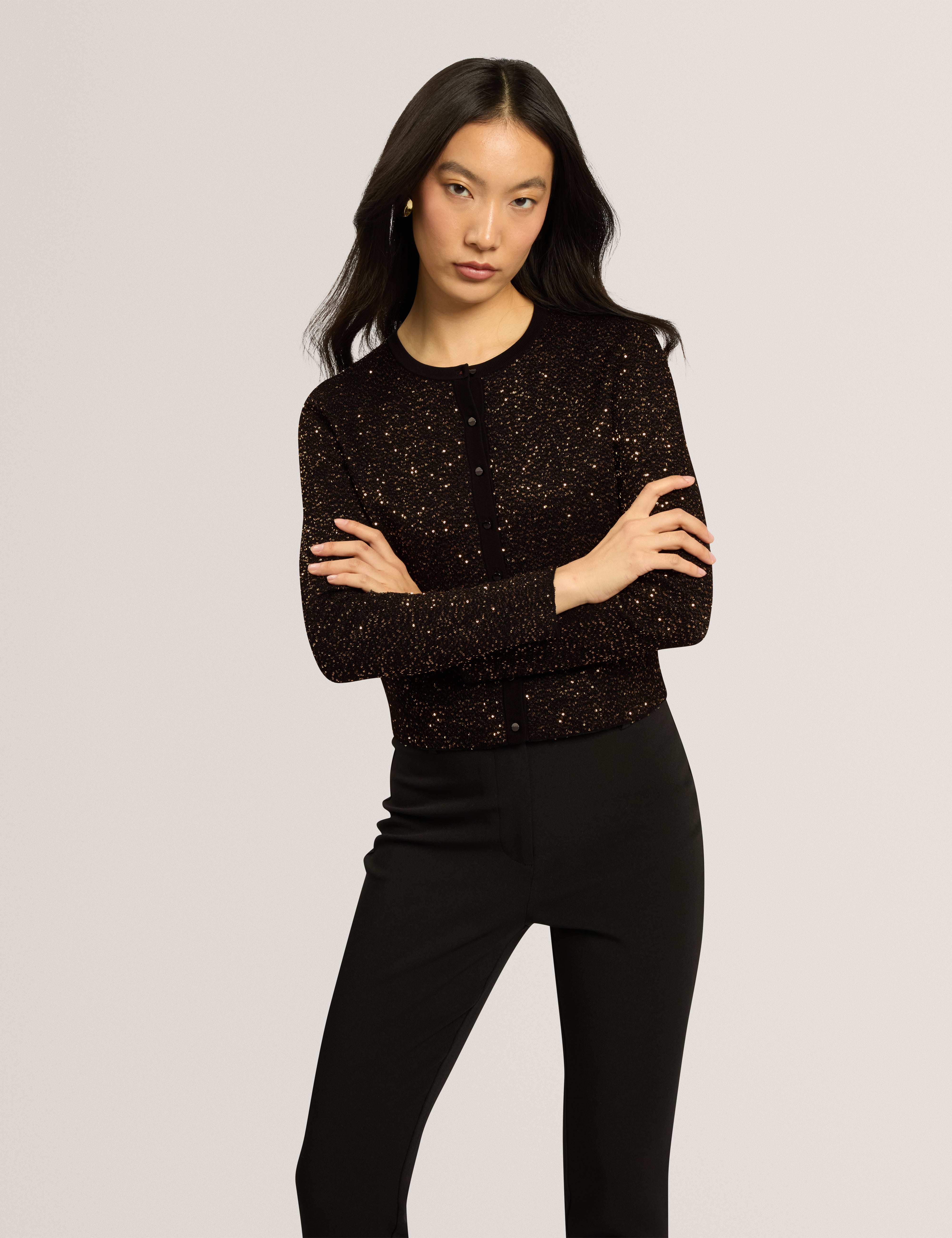 Nyrie Sequin Cardigan Black