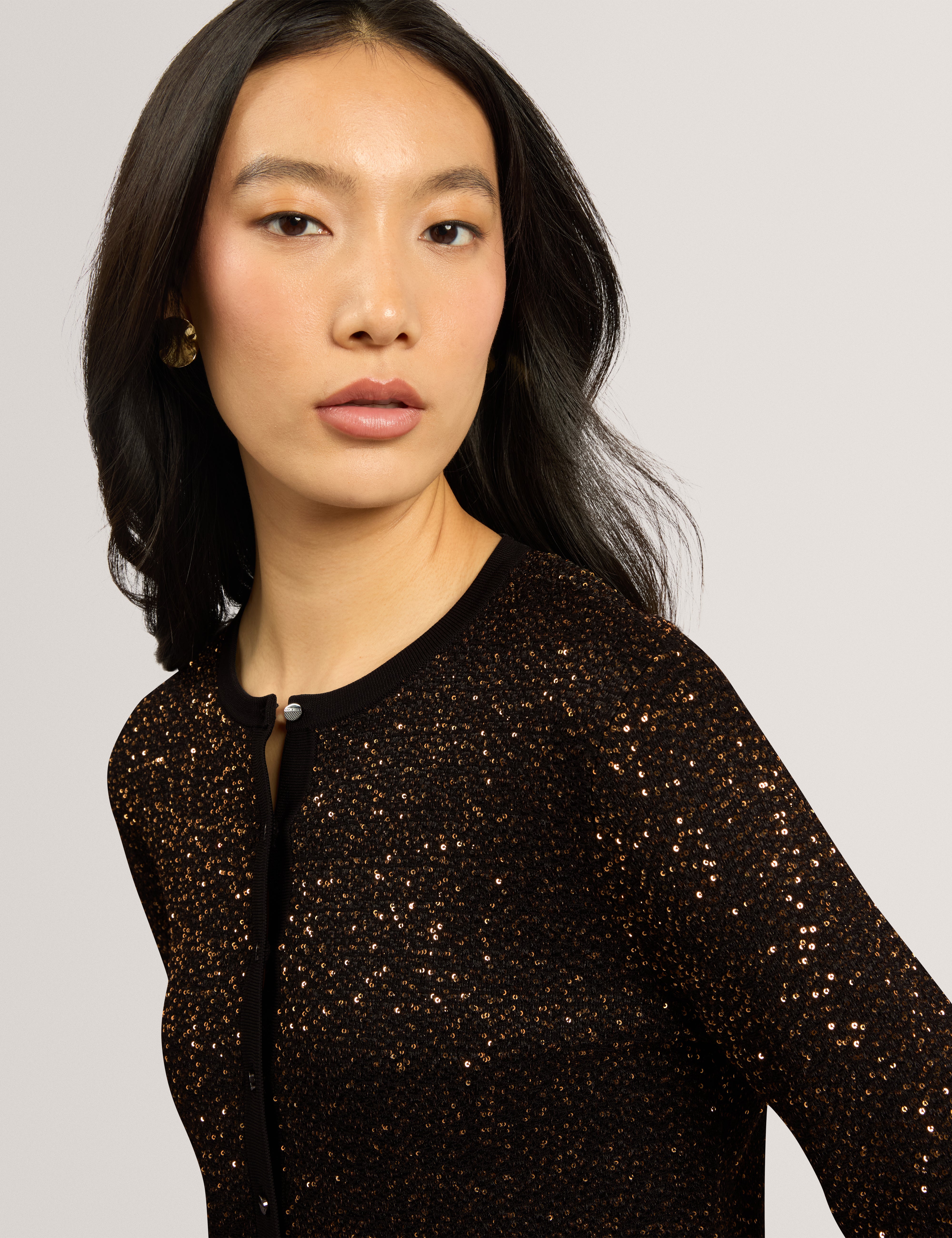 Nyrie Sequin Cardigan Black