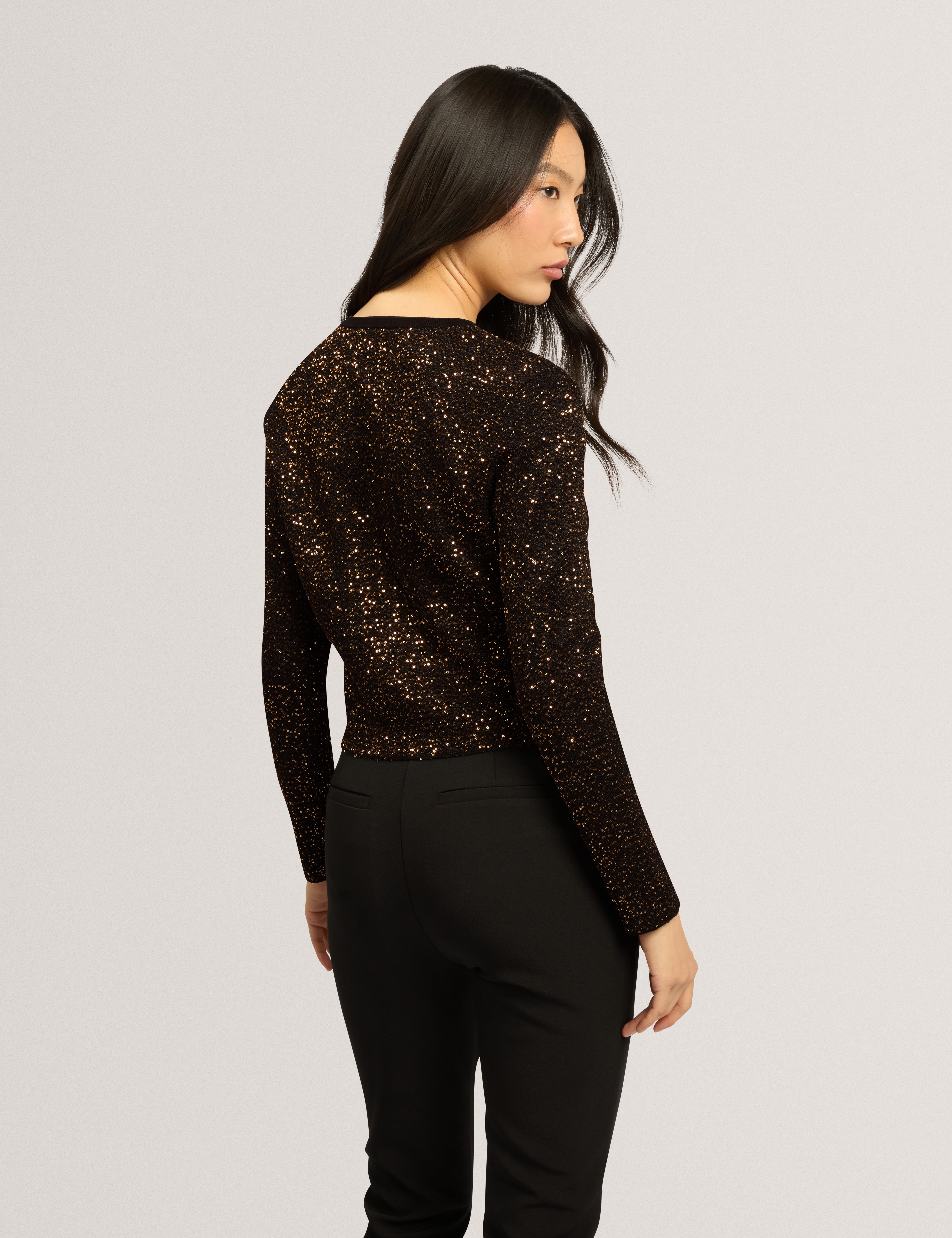 Nyrie Sequin Cardigan Black