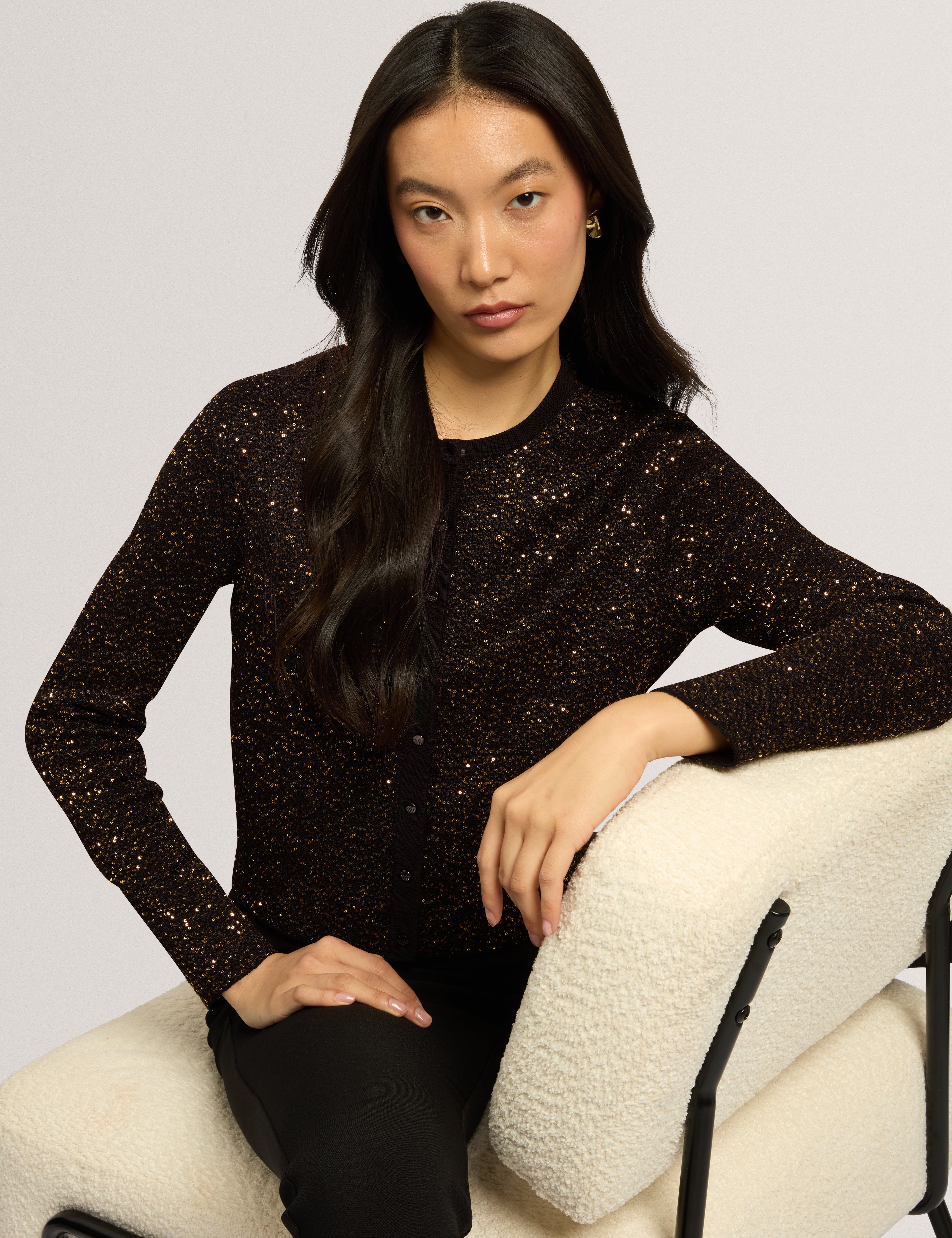 Nyrie Sequin Cardigan Black