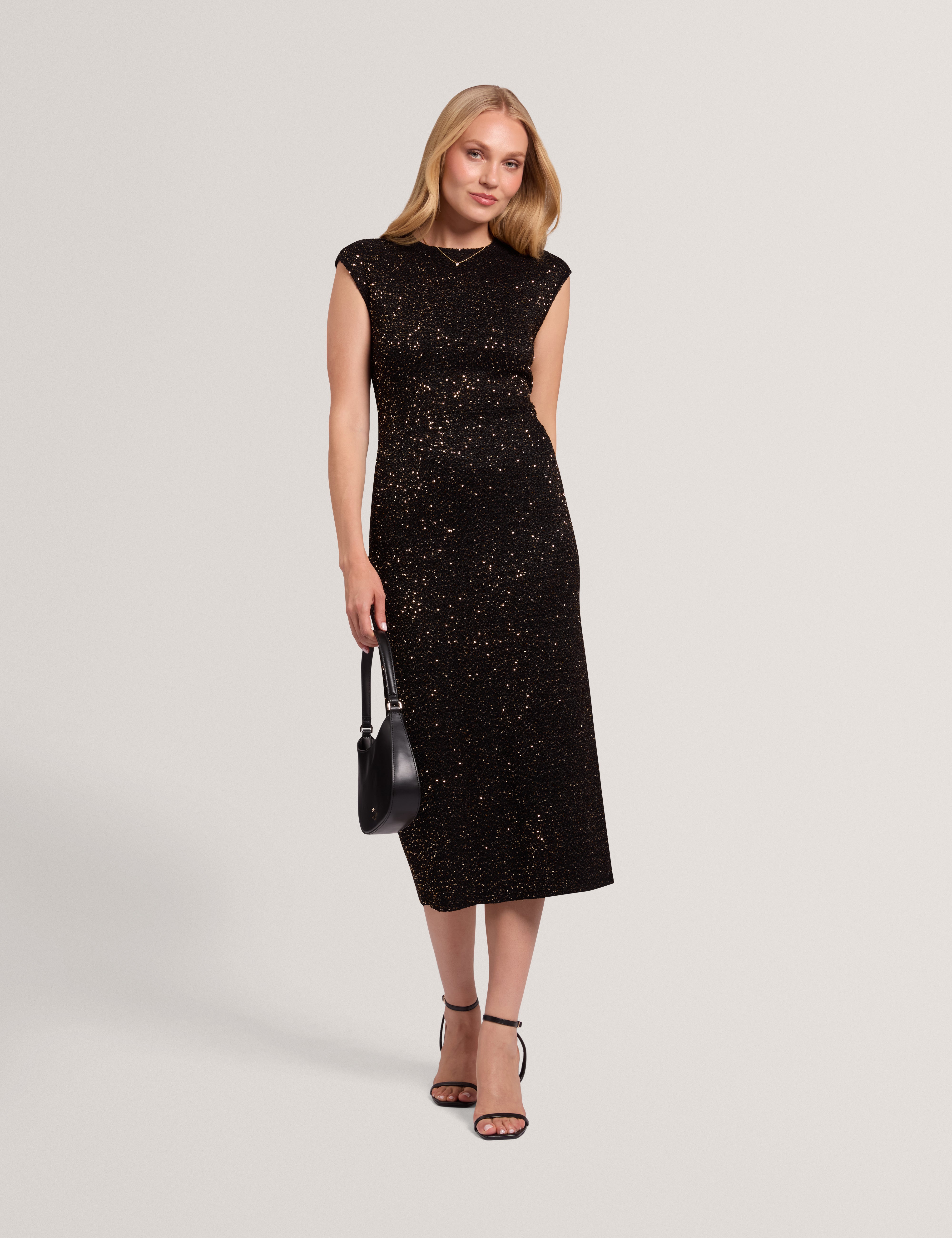 Mylla Sequin Short Sleeve Bodycon Dress Black