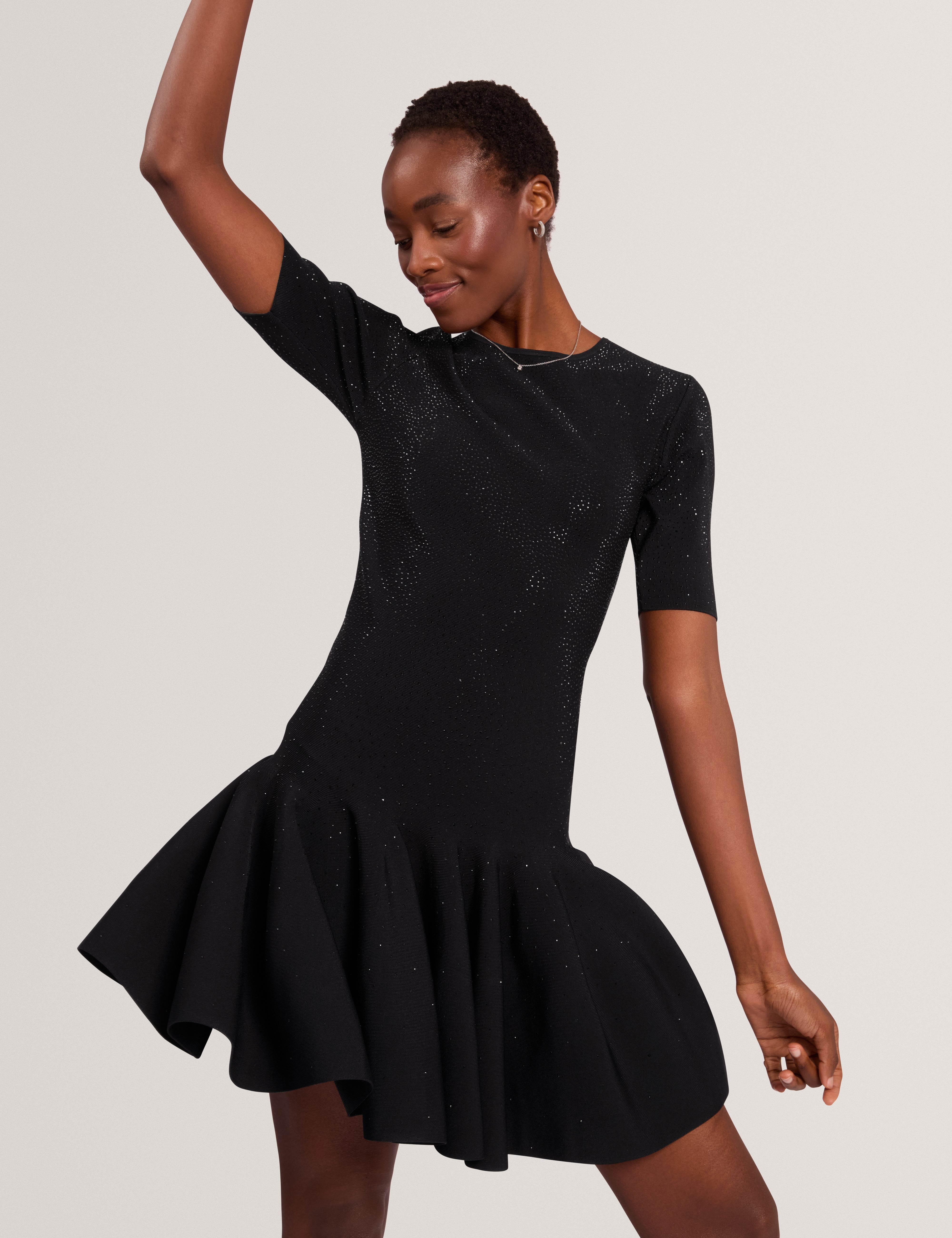 Stellea Hot Fix Mini Skater Dress Black